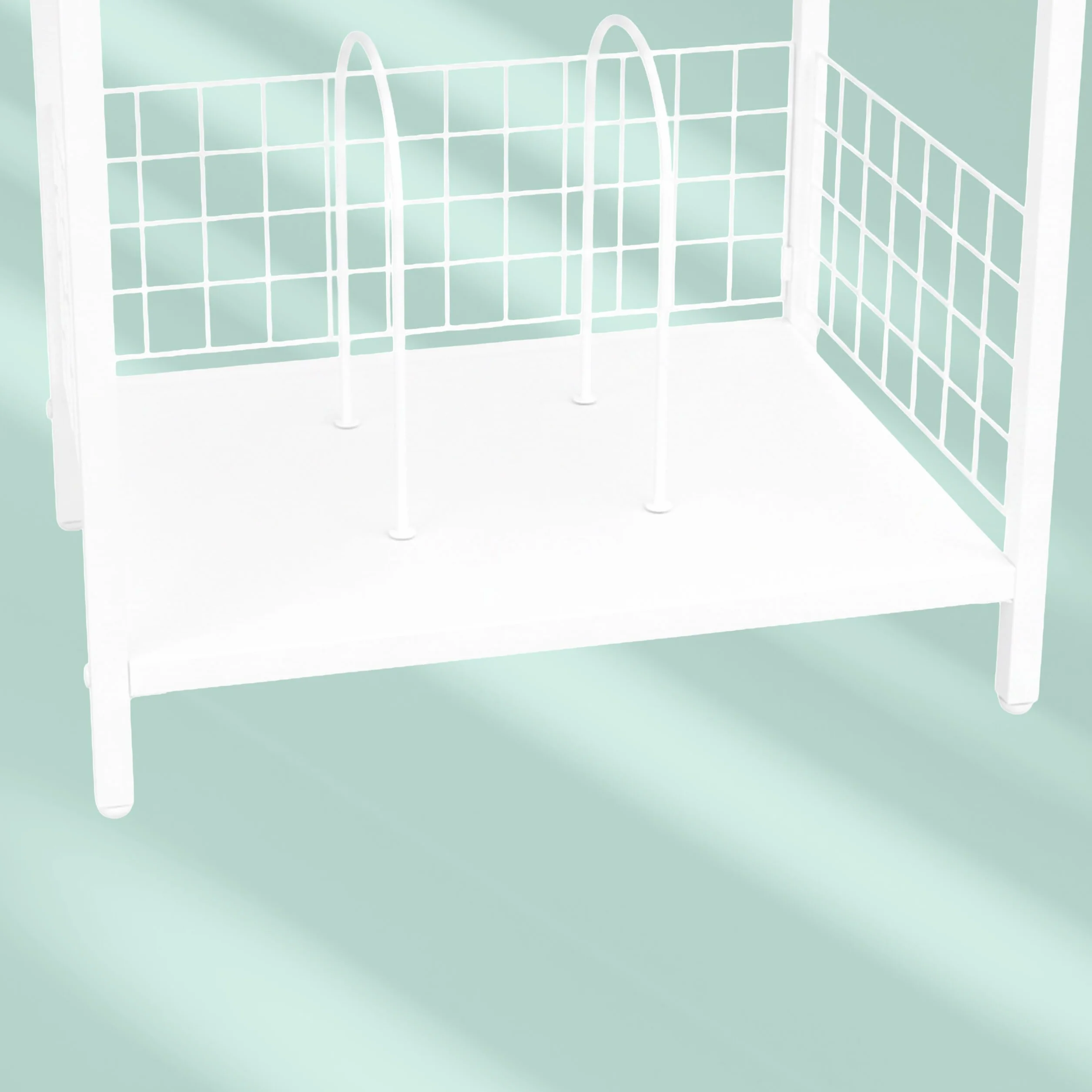 Relaxdays Stojak na płyty 3 poziomy z przegrodami żelazo/MDF 65x40x30 cm biały