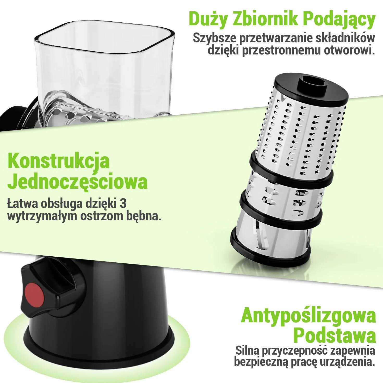 Tarka do sera z korbą, szatkownica do warzyw z 3 ostrzami ze stali nierdzewnej, ręczna krajarka uniwersalna