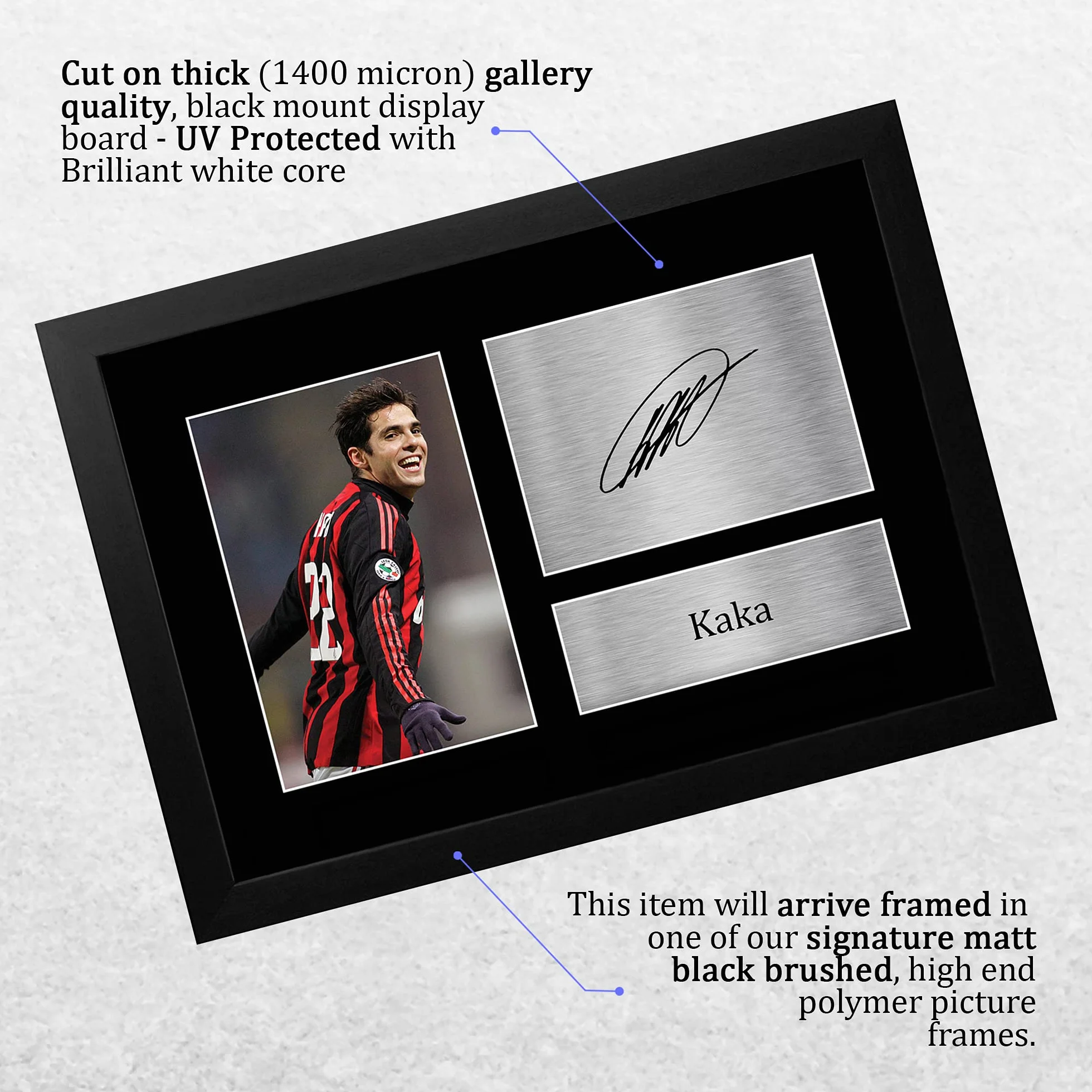 HWC Trading FR A4 Kaka A C Milan Prezenty Drukowane Podpisane Zdjęcie Z Autografem Dla Fanów Piłki Nożnej I Kibiców - A4 Framed