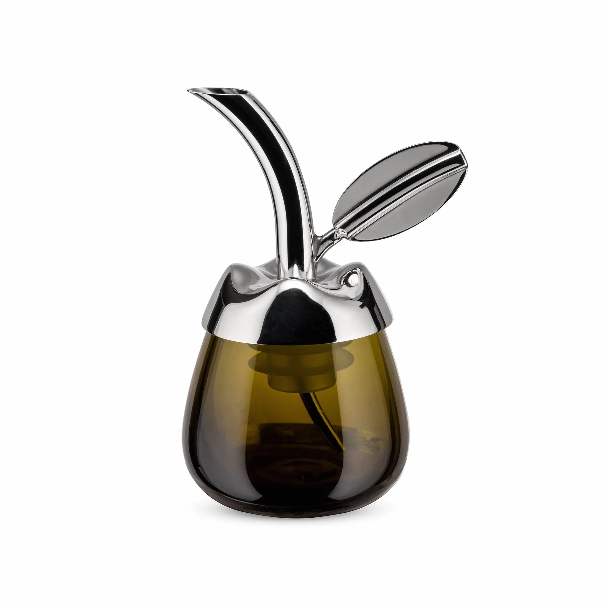 Alessi Fior d'olio szklany pojemnik na oliwę z lejkiem ze stali nierdzewnej 6x8,5x5 cm
