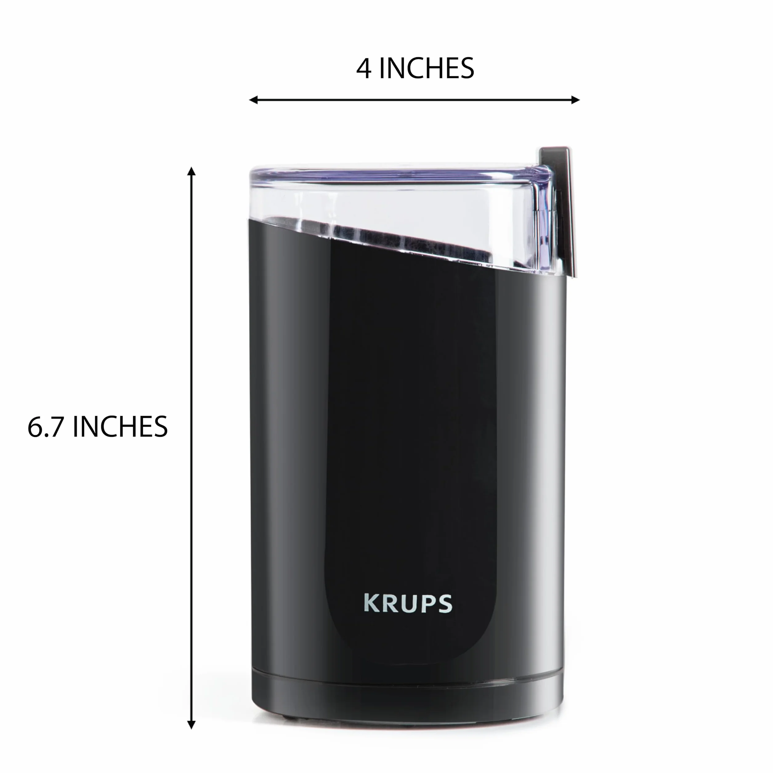 Krups F20342 Młynek do Kawy i Przypraw w Jednym, Wydajny Silnik, Zmienny Stopień Mielenia, Pojemność 75 G, Nóż Udarowy ze Stali Nierdzewnej, Nóżki Antypoślizgowe, Kolor Czarny