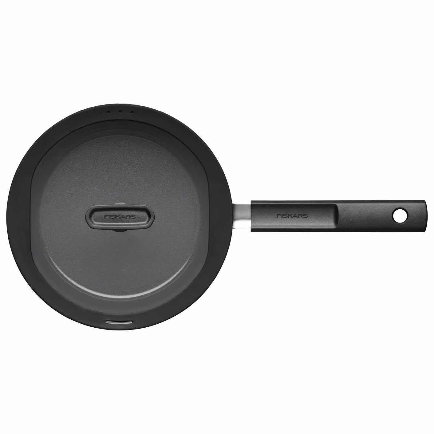 Fiskars Patelnia do smażenia z pokrywką, Hard Face, średnica 24 cm, pojemność: 2,2 litra, odpowiednia do wszystkich płyt grzewczych, powłoka nieprzywierająca, odporna na zarysowania, 1075528