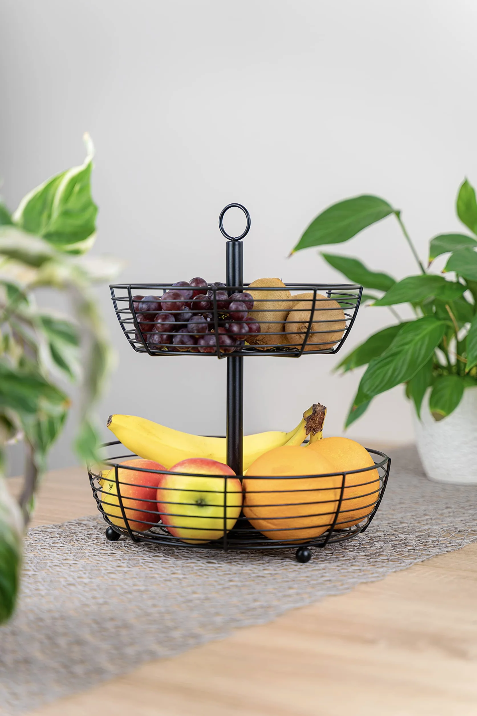 Etażerka – 2-poziomowa – duże talerze na owoce – prezentacja owoców – stylowy kosz na owoce – miska na owoce – wys. = 33 cm – śr. = 29 cm