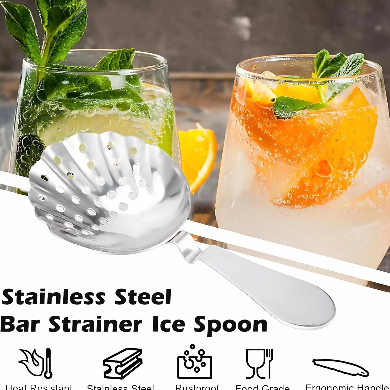 Julep Strainer, Profesjonalny Sitko do Koktajli ze Stali Nierdzewnej do Domowego lub Komercyjnego Baru