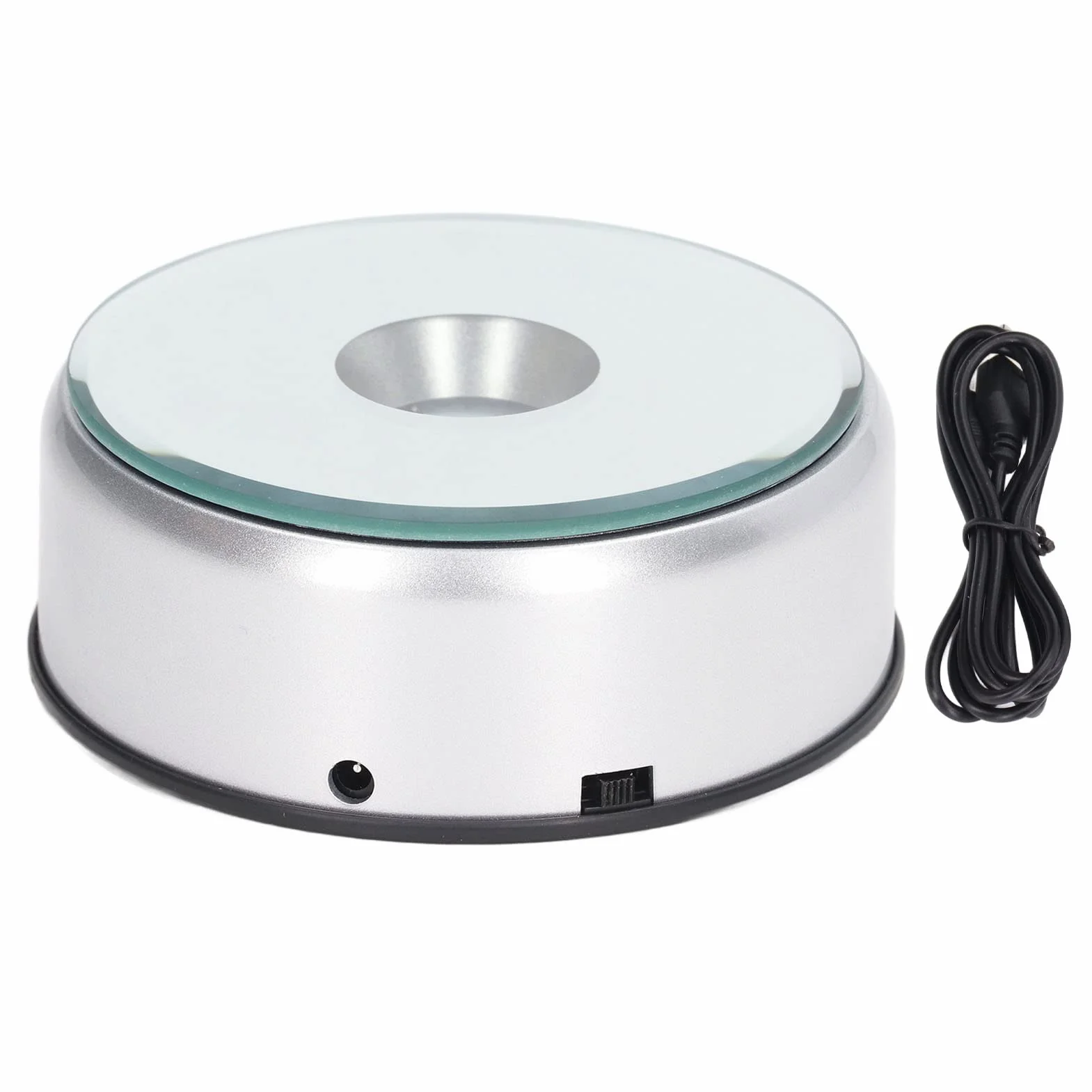Obrotowy Stojak Ekspozycyjny, Obrotowy Gramofon z Automatycznym Wyciszeniem 360 Stopni, Podstawa Wyświetlacza LED do ładowania USB, Wirujący Wyświetlacz do Stojaków Kryształowych