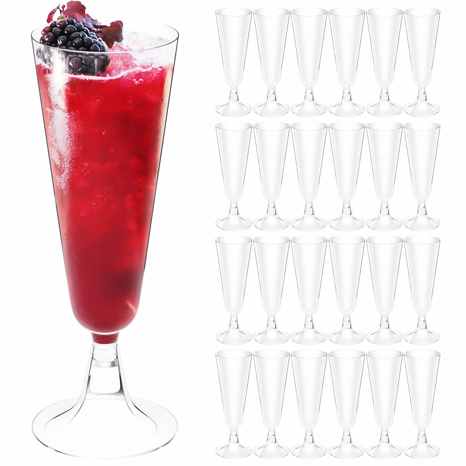 25 sztuk Plastikowe kieliszki do szampana, przezroczystych kieliszków do szampana, 160ml