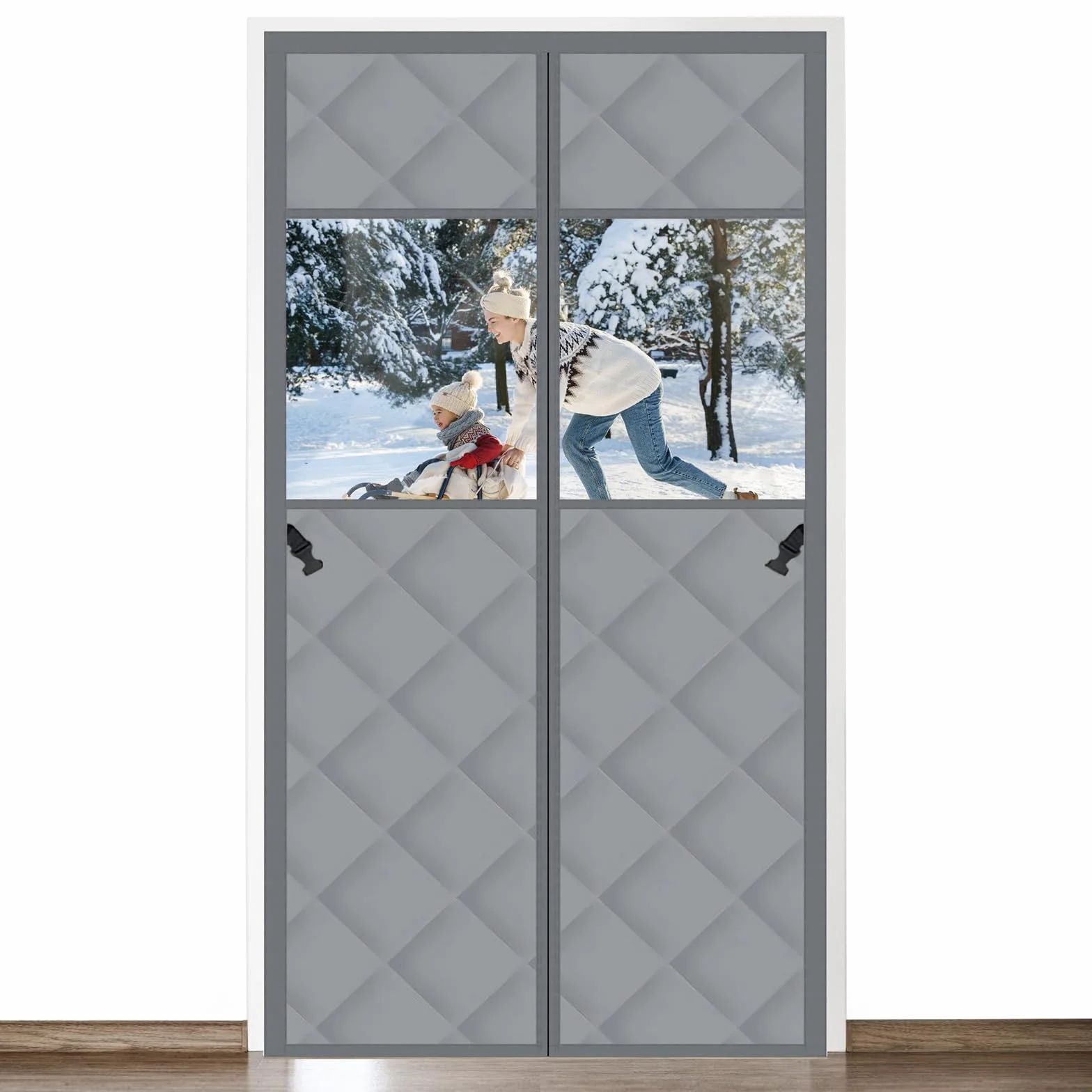 SUNOYA Magnetyczna zasłona termiczna na drzwi 90 x 210 cm wiatroszczelna wodoszczelna przezroczysta