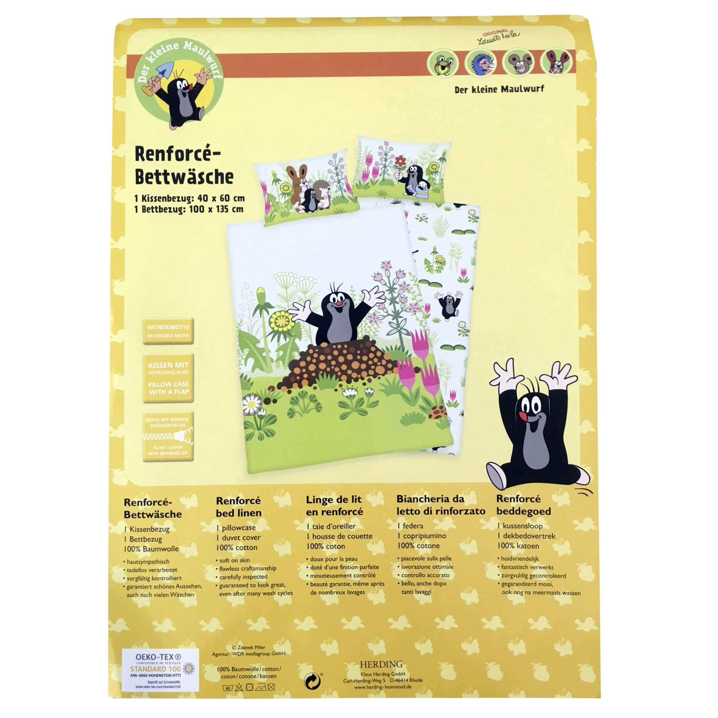 Herding Der Kleine Maulwurf Komplet Pościeli Bawełna Renforcé 100x135 cm 40x60 cm