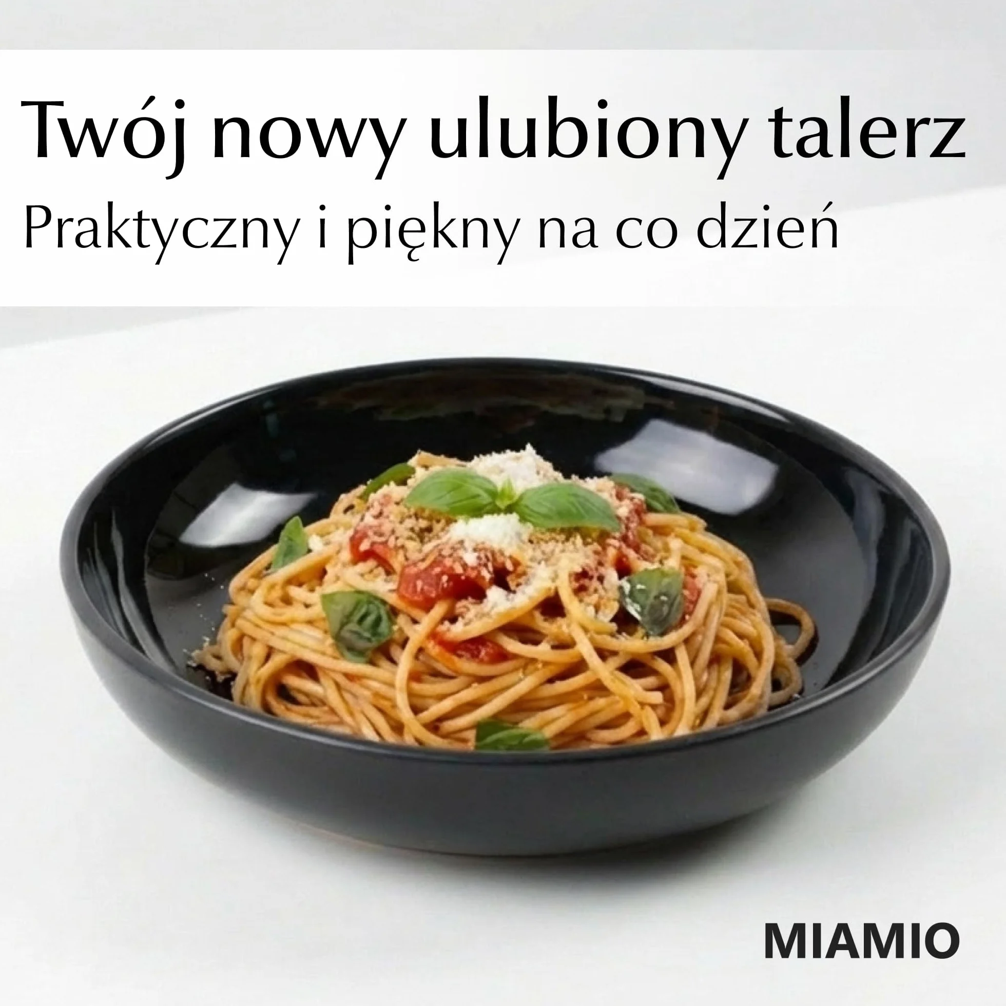 MIAMIO – 900 ml / 22 cm Zestaw 6 misek do makaronu i sałatek, szerokie i płytkie talerze z ceramiki – kolekcja Le Papillon- (Czarny)