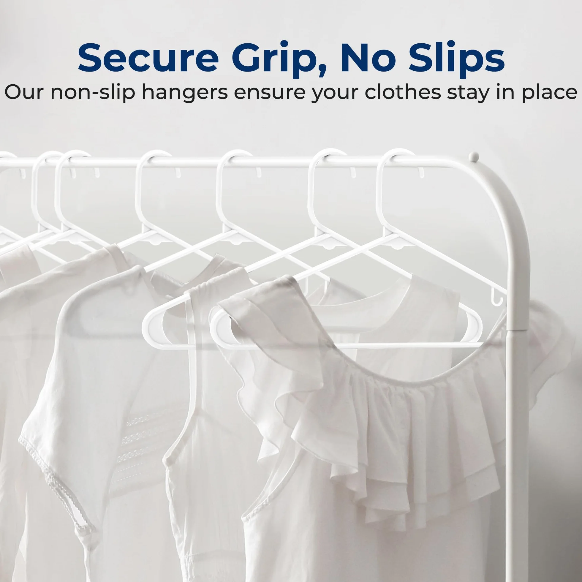 White Standard Plastic Hangers 50-Pack Heavy Duty Tubular Clothes Hanger Set