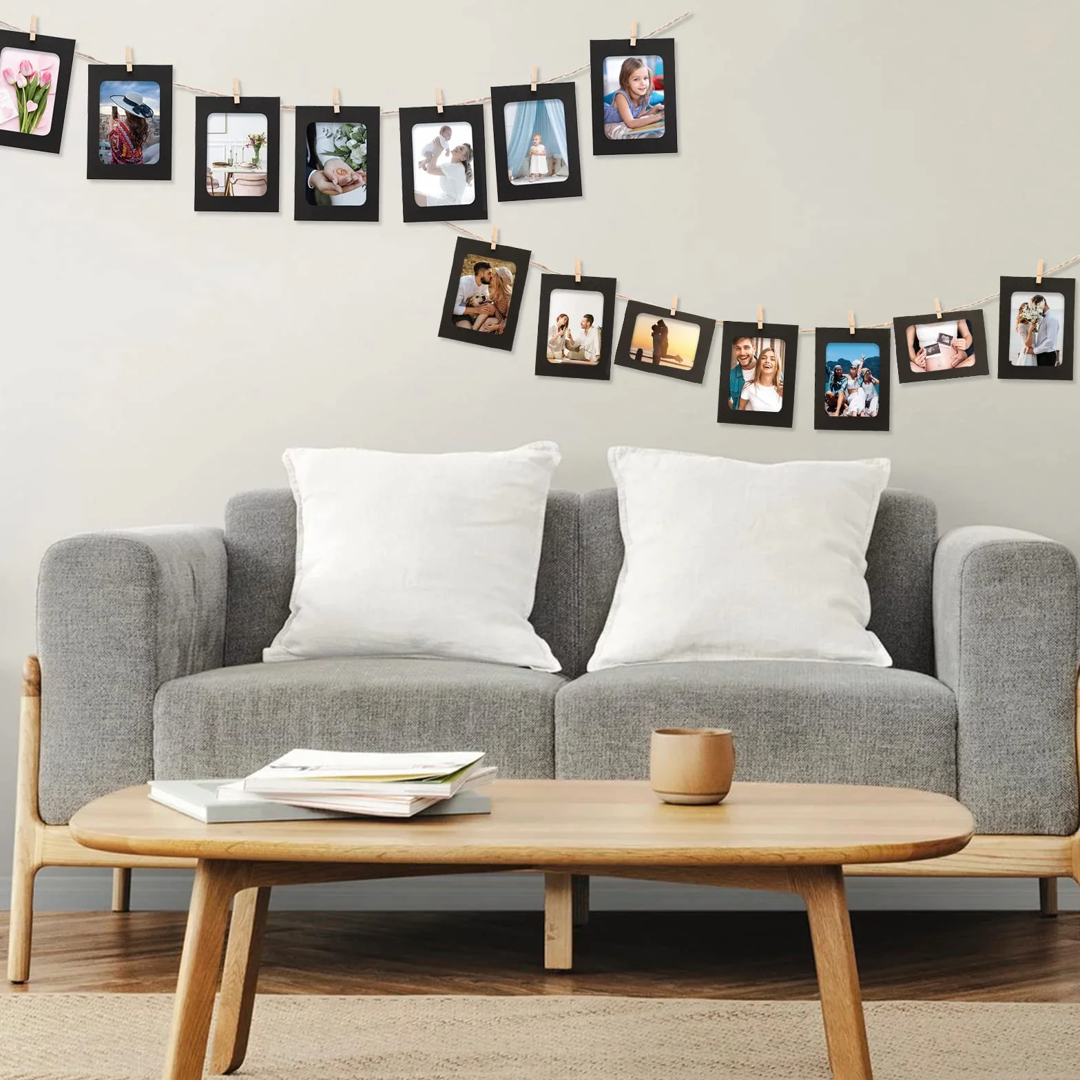 G2PLUS 20PCS Papierowa ramka na zdjęcia, Kartonowe ramki do zdjęć 11,5 x 15,5 cm Kraft DIY Papierowa ramka z klipami i linami do dekoracji ścian domowych