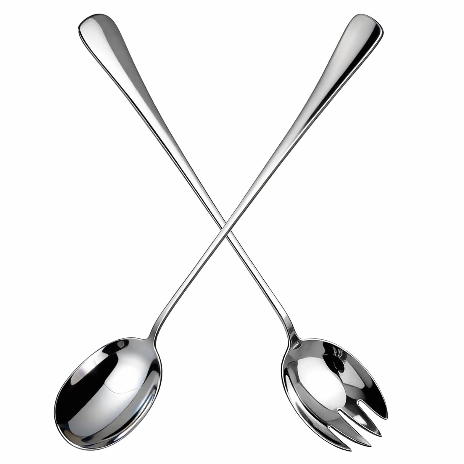 Zestaw sztućców do sałatek 28 cm stal nierdzewna łyżka do serwowania szczypce do sałatek srebrny