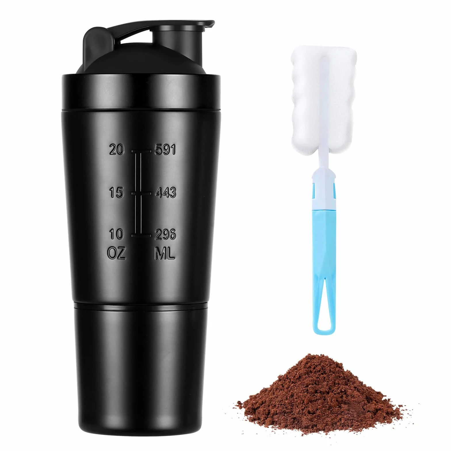 Shaker ze stali nierdzewnej, 700 ml, dodatkowy 200 ml pojemność, odporny na wyciek/bez BPA, do diety i fitnessu