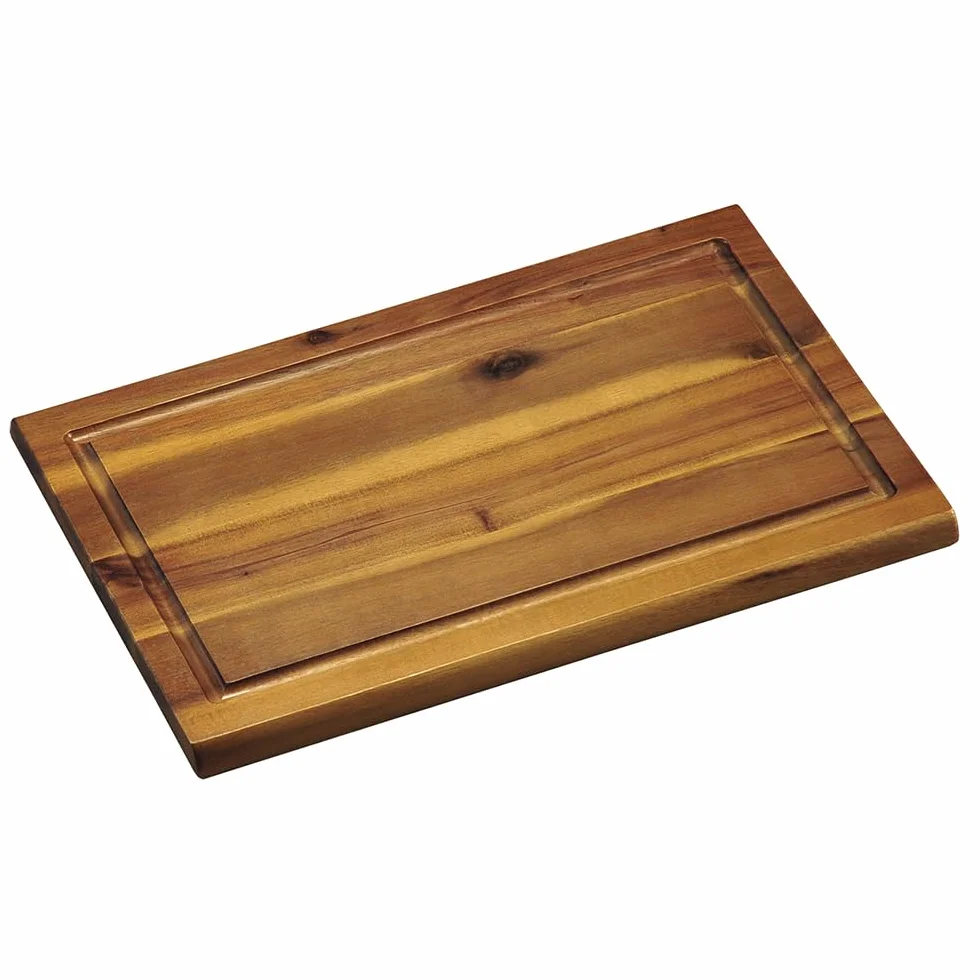 Deska do krojenia z rowkiem na sok drewno akacjowe 32 x 21 x 1,5 cm brązowa naturalna