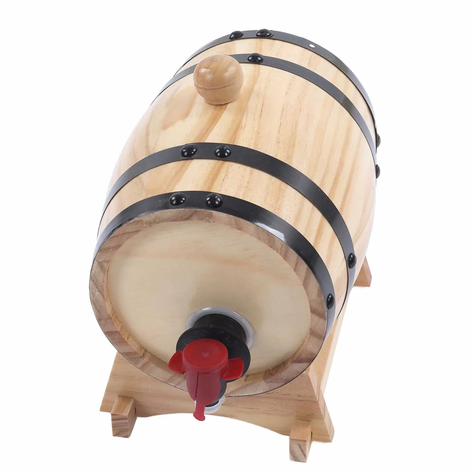Beczka dębowa, drewno sosnowe, beczka na wino z kozłem i kranem, beczki na wino, do domu, warzonej sosny, beczki na wino, drewniane beczki na piwo do baru, cateringu, grilla (1 l)
