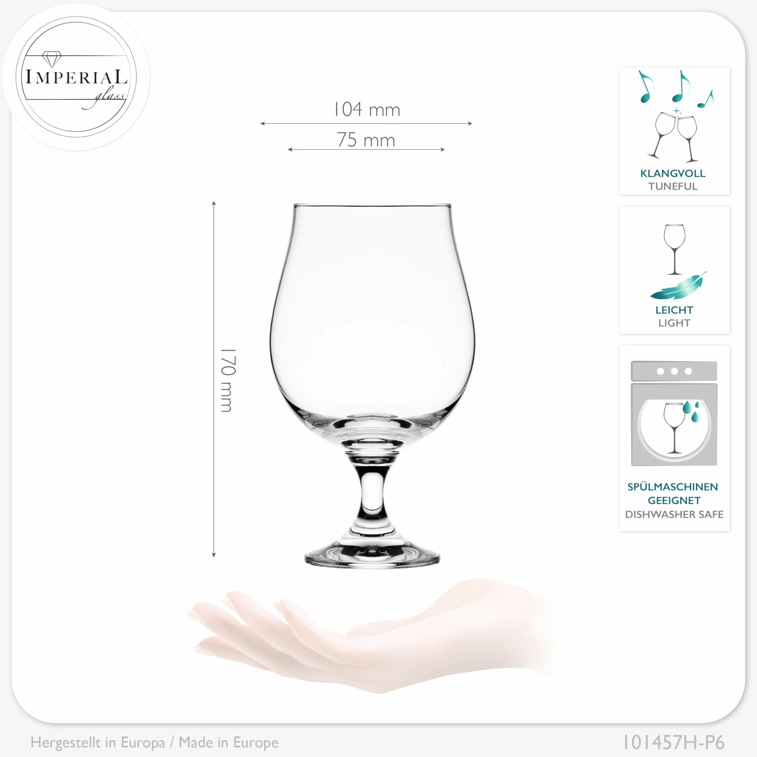Puchary piwa 500 ml (maks. 650 ml) zestaw 6-częściowy zestaw szklanek do piwa ze szkła kryształowego 0,5 l tulipany do piwa nadają się do mycia w zmywarce