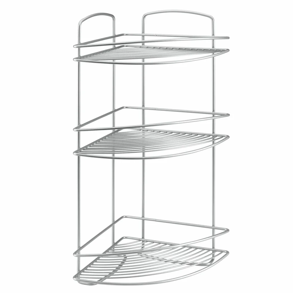 Metaltex Regał narożny Onda z 3 stopniami 22 x 22 x 53 cm, srebrny
