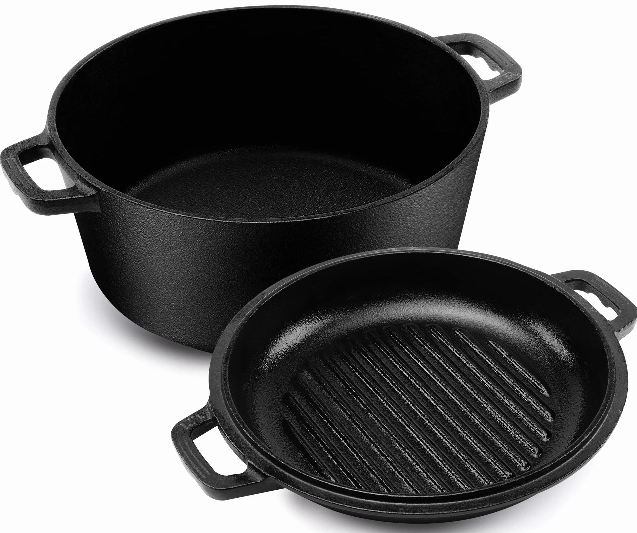 Kichly Żeliwny Garnek Holenderski 2 w 1 z Pokrywką do Grillowania i Gotowania