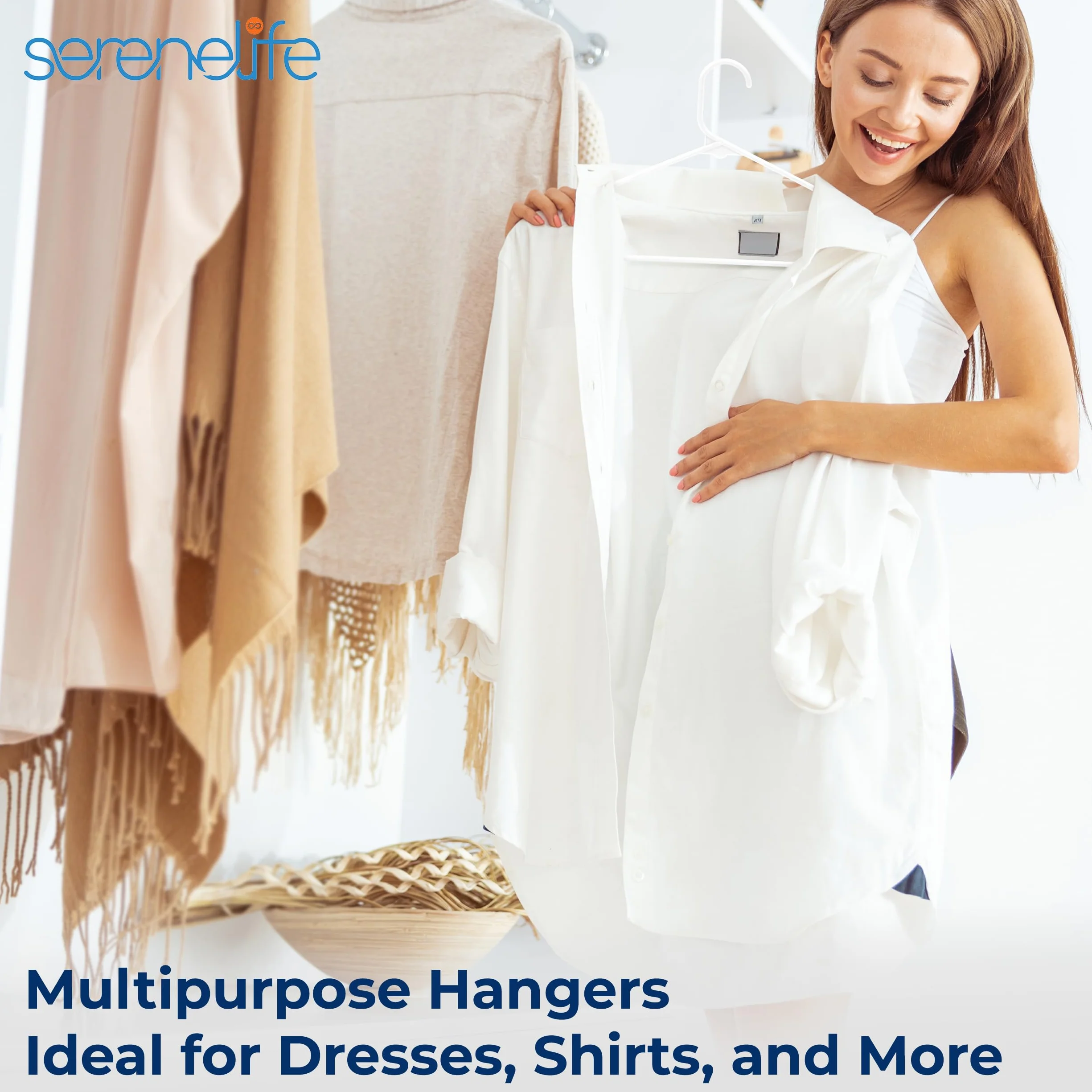 White Standard Plastic Hangers 50-Pack Heavy Duty Tubular Clothes Hanger Set