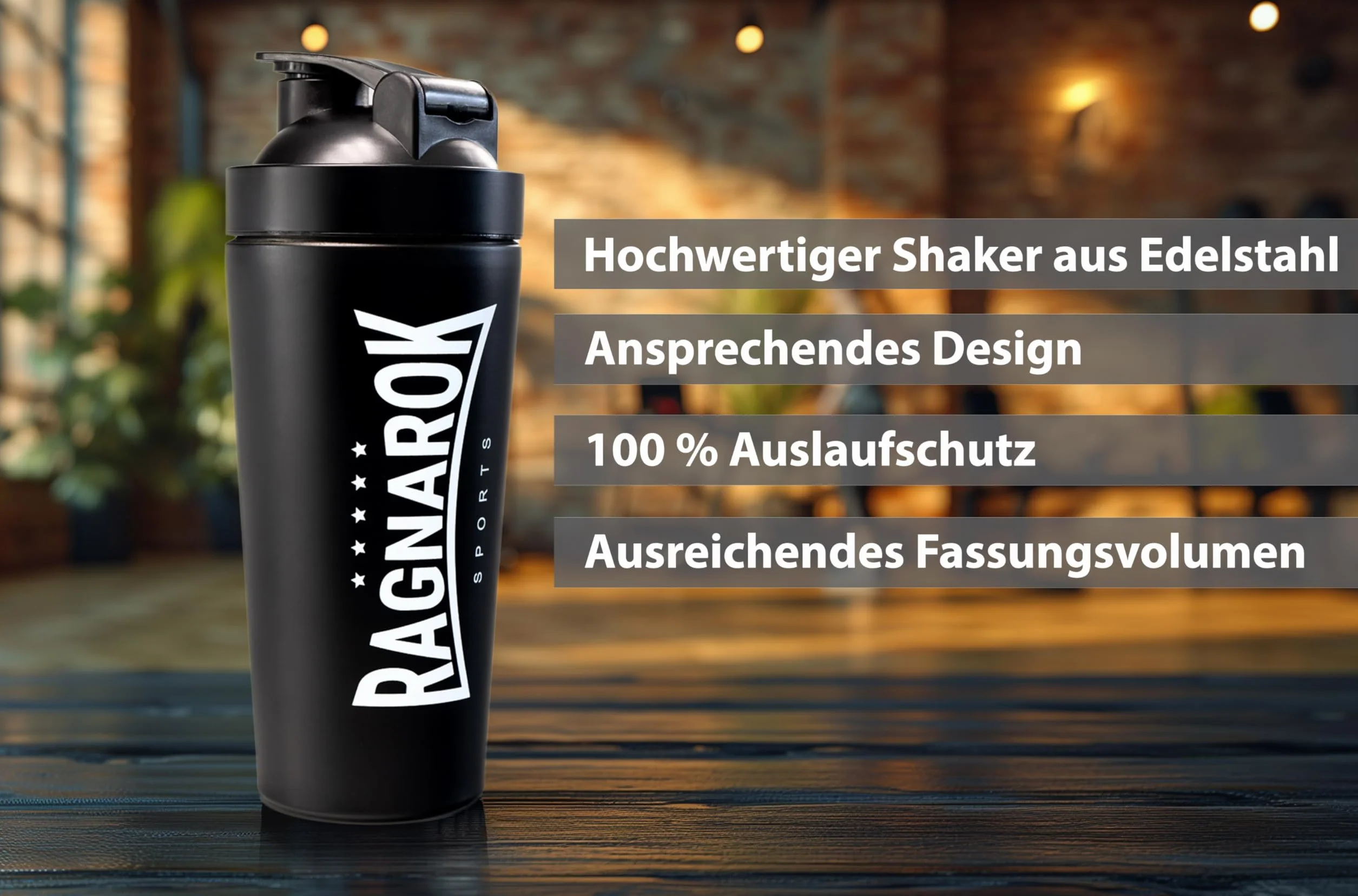 RAGNAROK Stal szlachetna Shaker Protein 750 ml metalowy butelka na napoje z kulką Sport Fitness