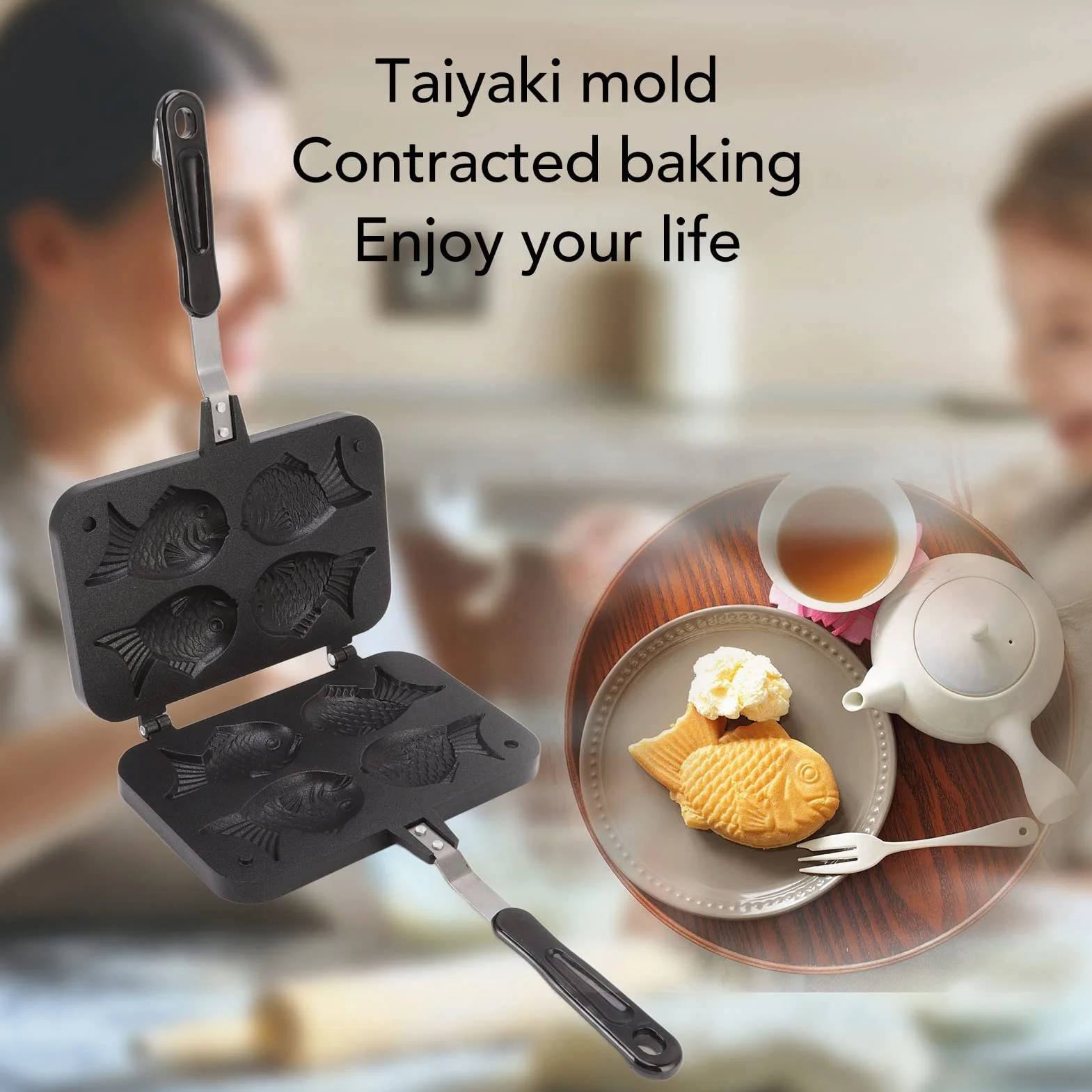 Japońska maszynka do Taiyaki Gofrownica forma ryby nieprzywierająca podwójna blacha