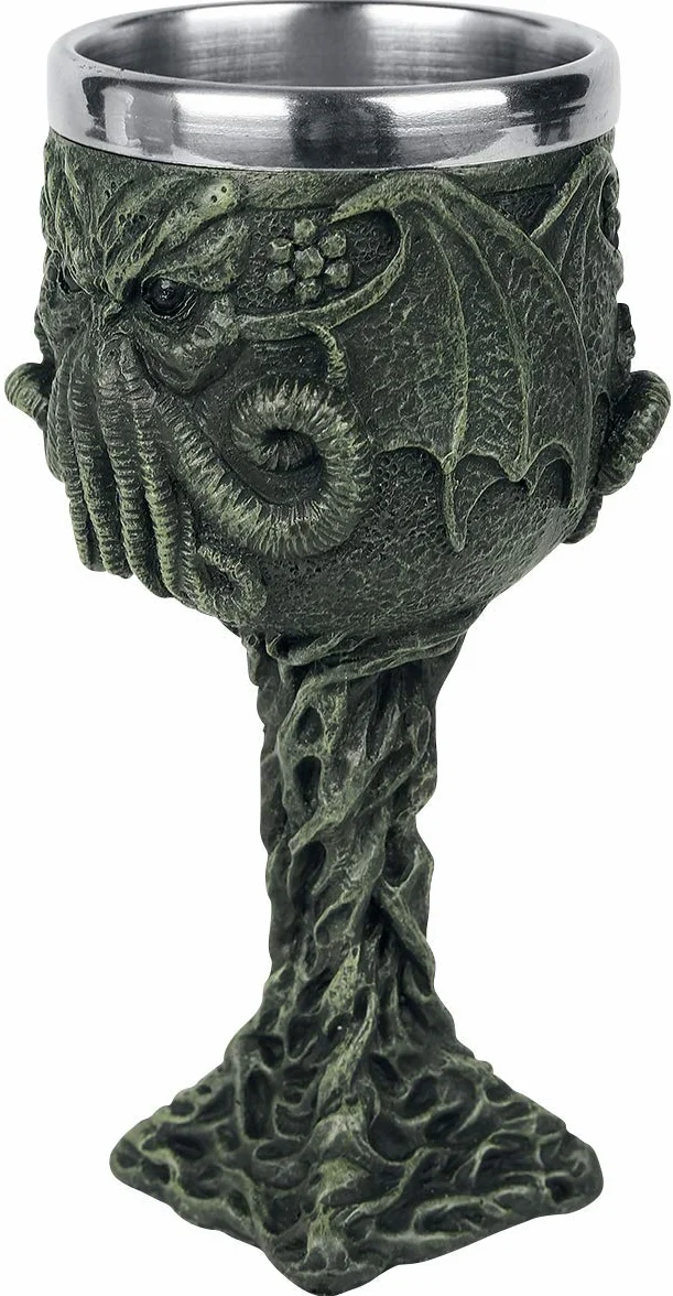 Nemesis Now Cthulhu's Thirst Goblet 21 cm zielony, żywica z wkładką ze stali nierdzewnej, 1 szt. (1 opakowanie)