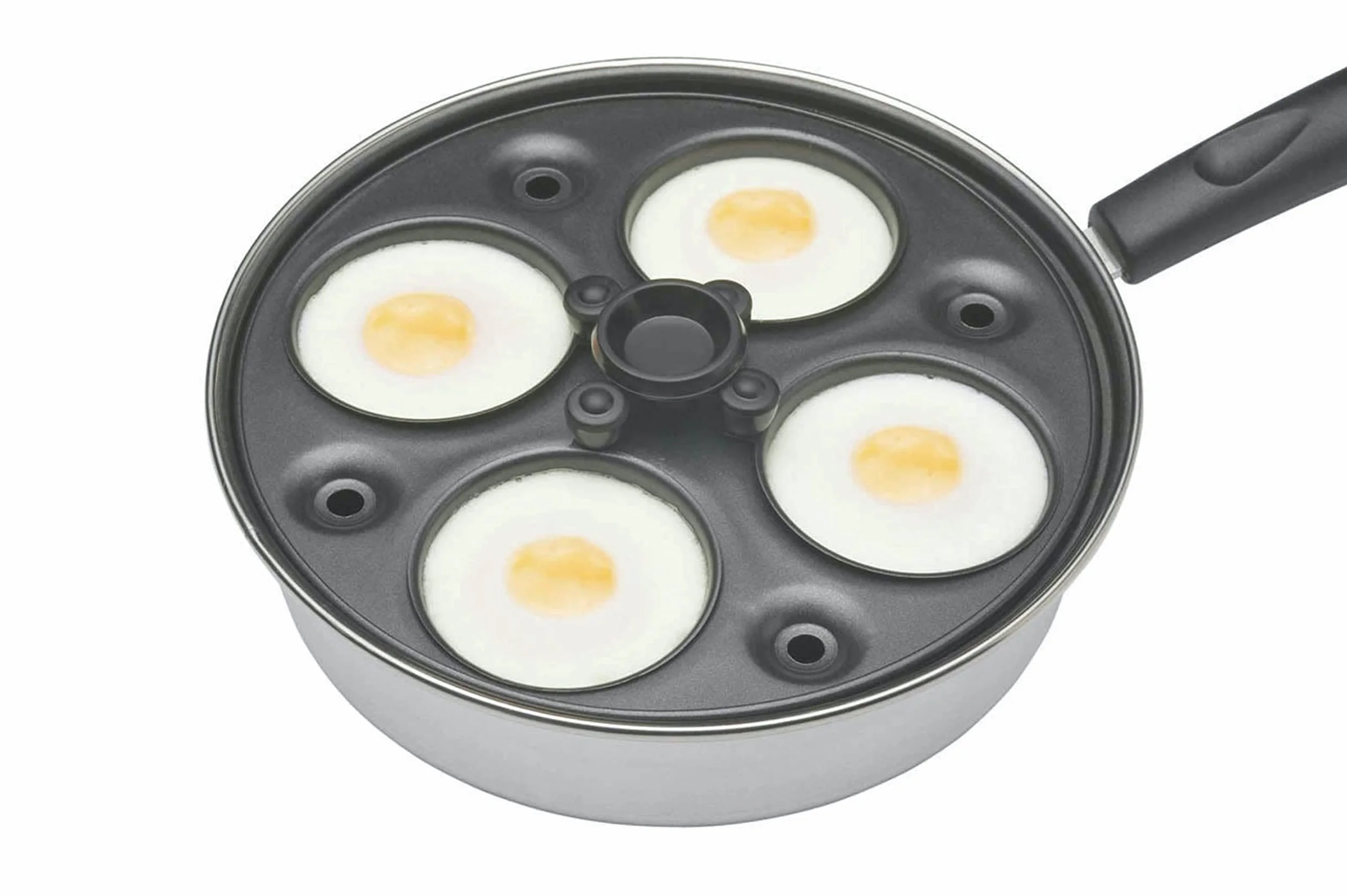 KitchenCraft Patelnia do gotowania jajek ze stali węglowej, patelnia do gotowania jajek na 4 jajka, 21 cm, srebrna