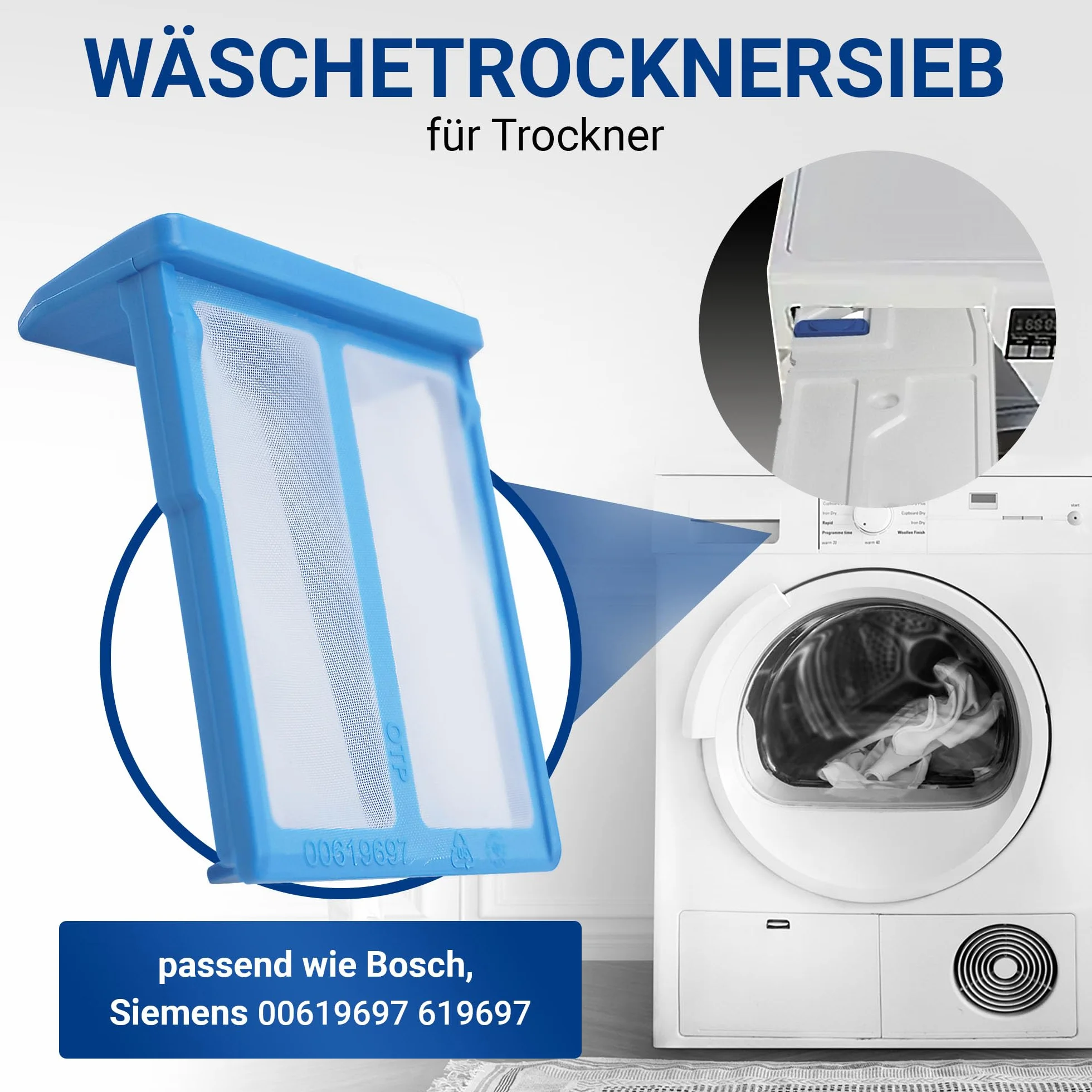 VIOKS Sitko do filtra do pojemnika na wodę Bosch 00619697 619697 - sitko do suszarki kondensacyjnej Avantixx Exxcel iSensoric Logixx Maxx iQ300 iQ500 iQ800 iQ700