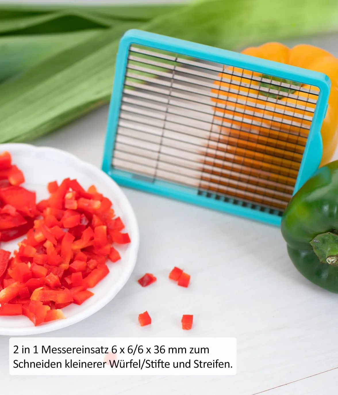 Genius Nicer Dicer Chef Professional zestaw akcesoriów do krojenia warzyw, 5-częściowy zestaw akcesoriów do krojenia warzyw, wkładka do przechowywania, wkładki do noży, ochrona noży,