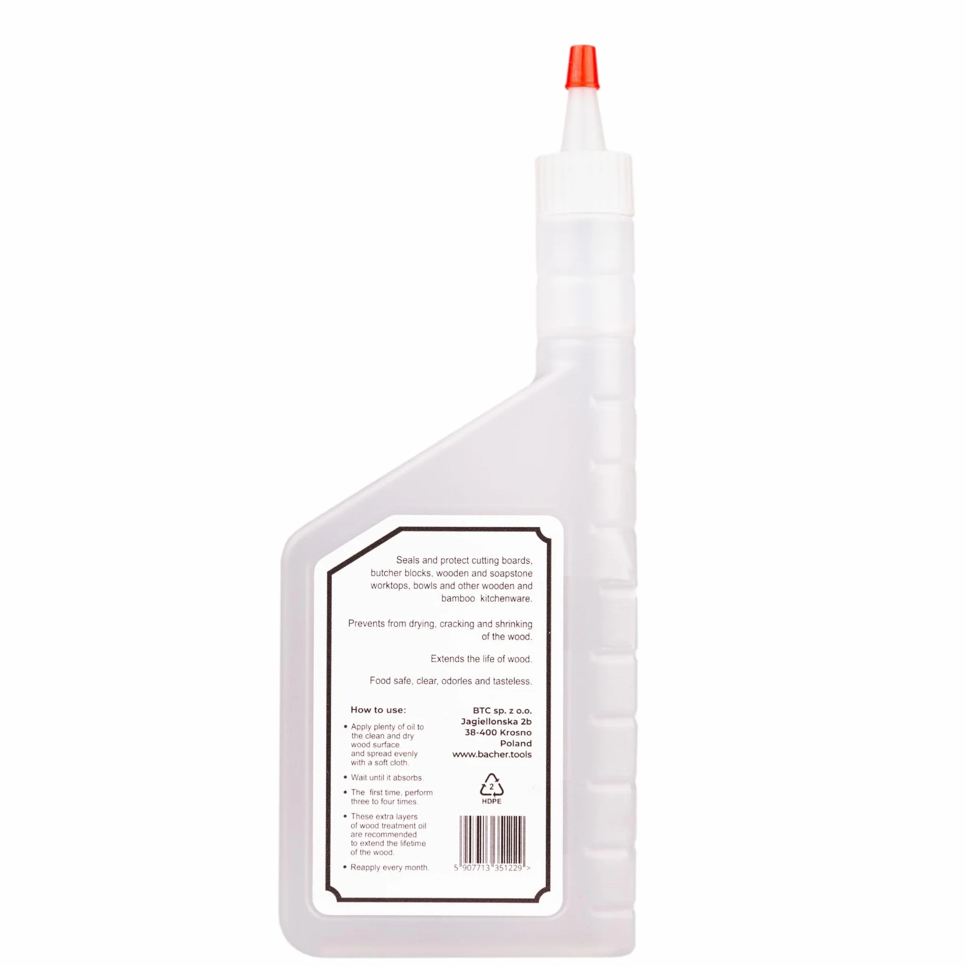 BACHER Olej do Desek do Krojenia - Jakość spożywcza - Naturalna Pielęgnacja Bloków Rzeźniczych, Drewnianych Blatów Kuchennych – 200 ml