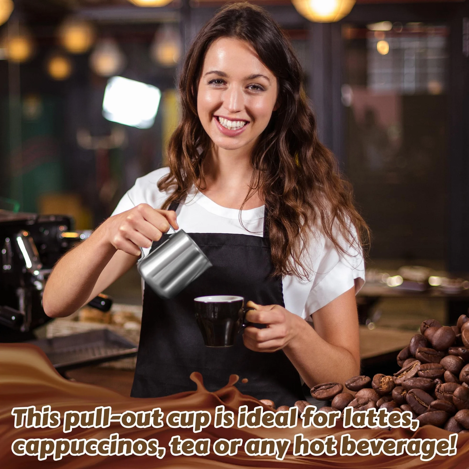 Dzbanek na mleko, ręczny dzbanek do spieniania mleka 304 ze stali nierdzewnej, dzbanek na mleko z oznaczeniem pojemności 350 ml 12oz Barista, dzbanek na mleko do cappuccino, latte art, espresso
