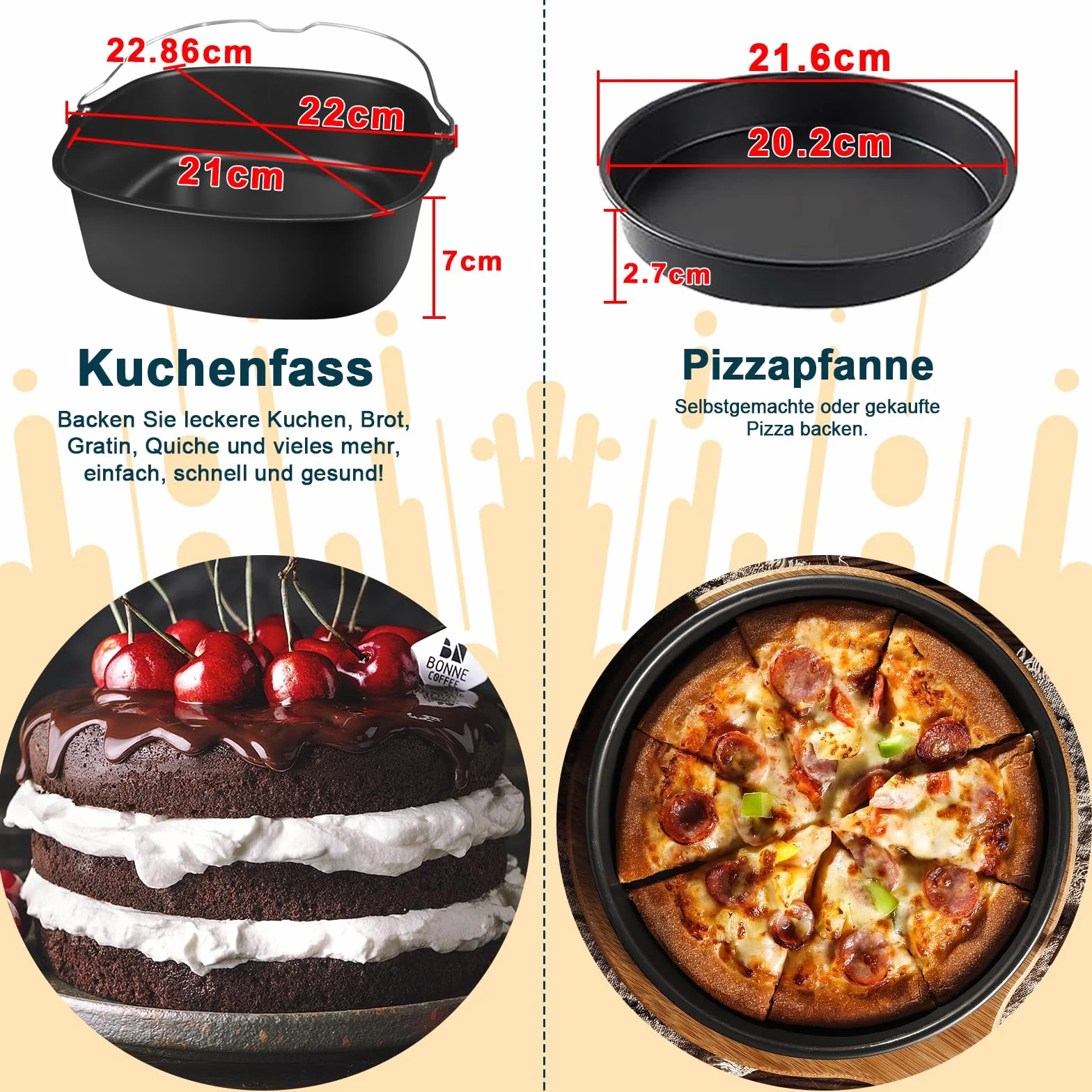Akcesoria do frytkownicy 22cm 12szt. do Philips Premium Airfryer XXL COSORI 5,5L/6,4L