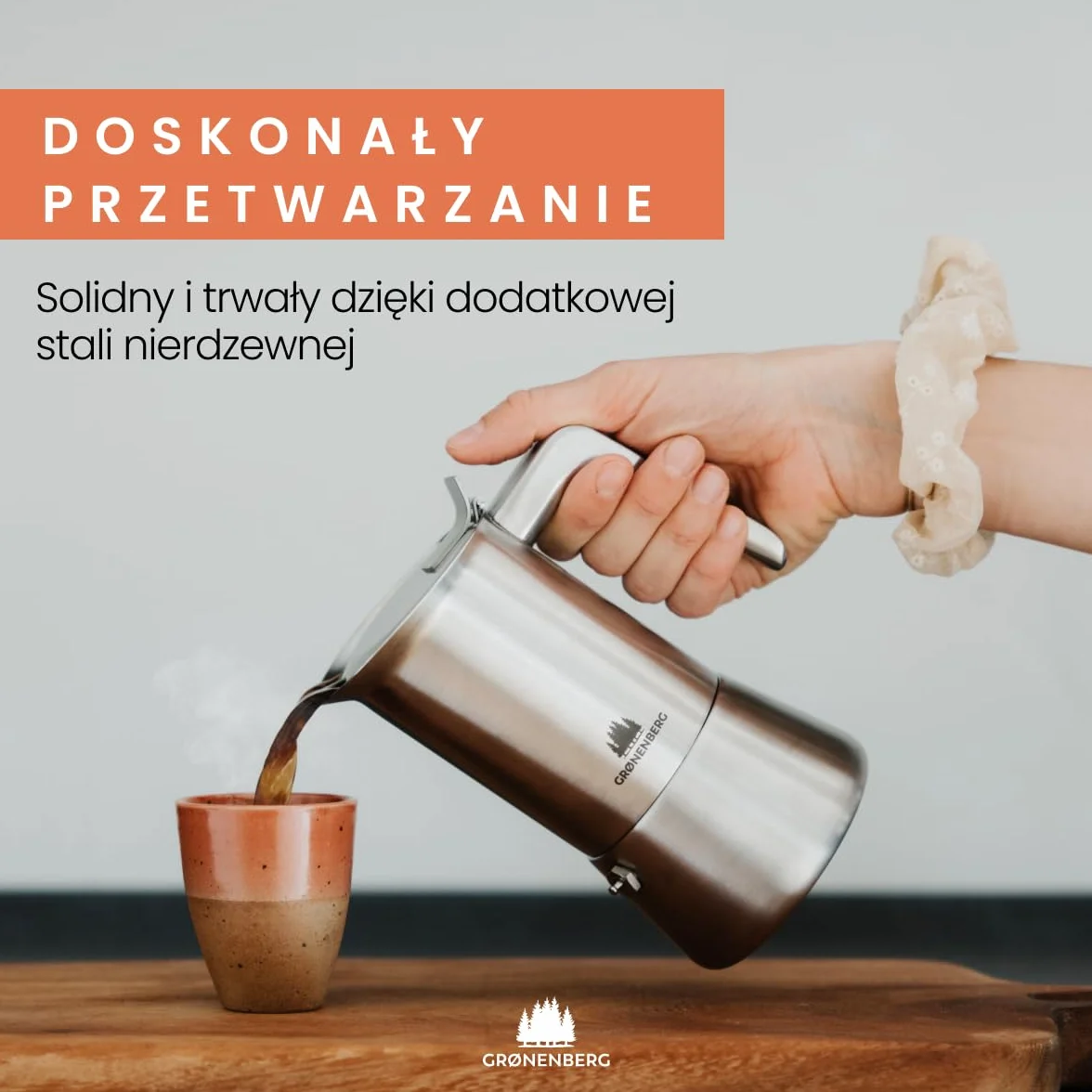 Groenenberg Ekspres do kawy indukcyjny (4I6 filiżanek) I włoski ekspres do kawy ze stali nierdzewnej I w zestawie zapasowa uszczelka i wkład redukcyjny (4 filiżanki (200ml))