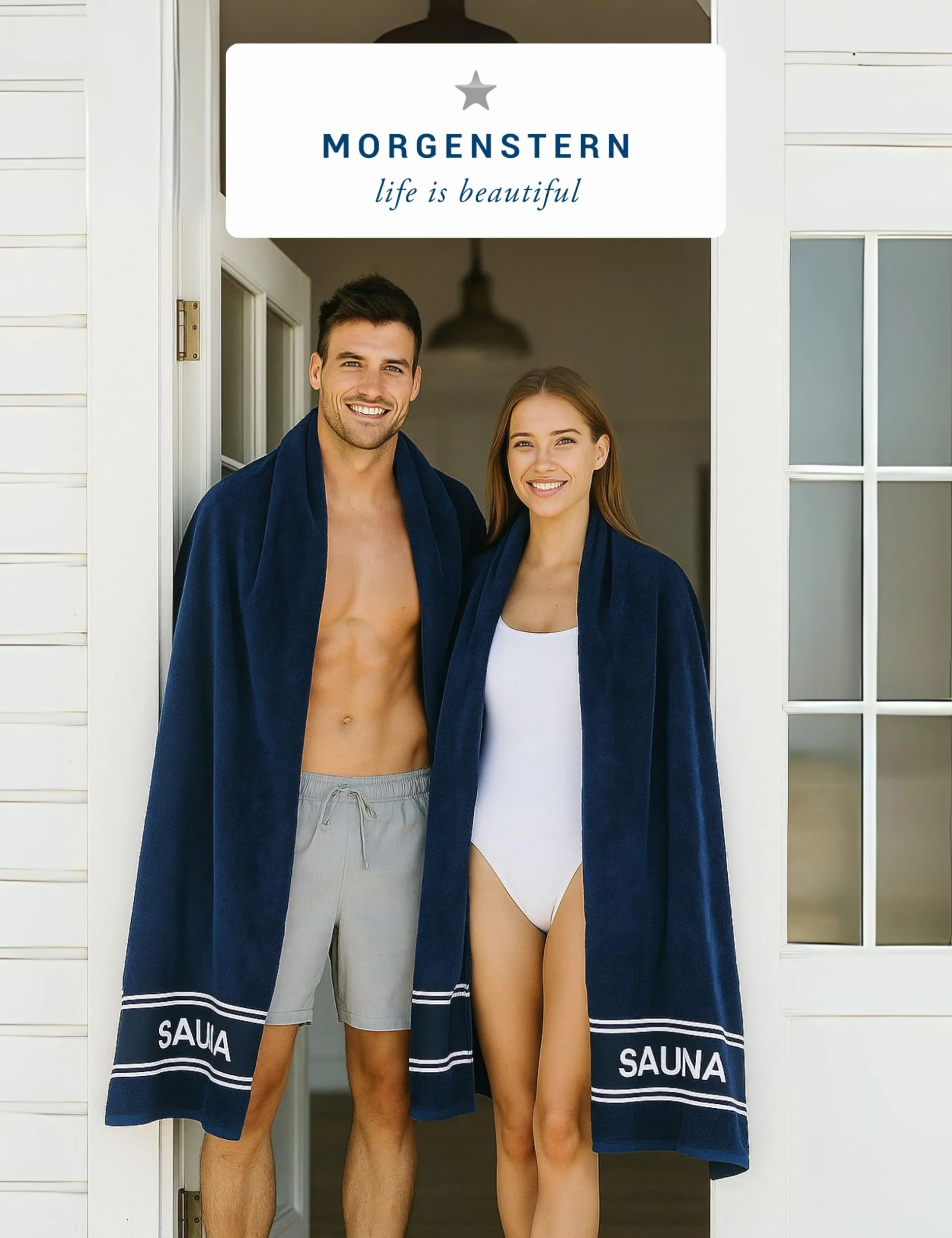 Morgenstern Ręcznik do sauny XXL 80 x 200 cm, 100% bawełna, ręcznik do sauny, duży ręcznik kąpielowy dla kobiet i mężczyzn, frotte, Oeko Tex Standard 100, granatowy