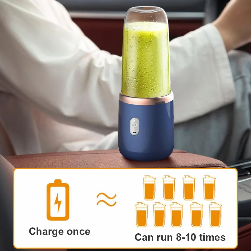 Przenośny blender 400 ml, przenośny mikser do smoothie Maker z 6 ostrzami, przenośny blender do smoothie Maker z kubkami, szczotką, mini mikserem na wynos do przygotowywania koktajli mlecznych