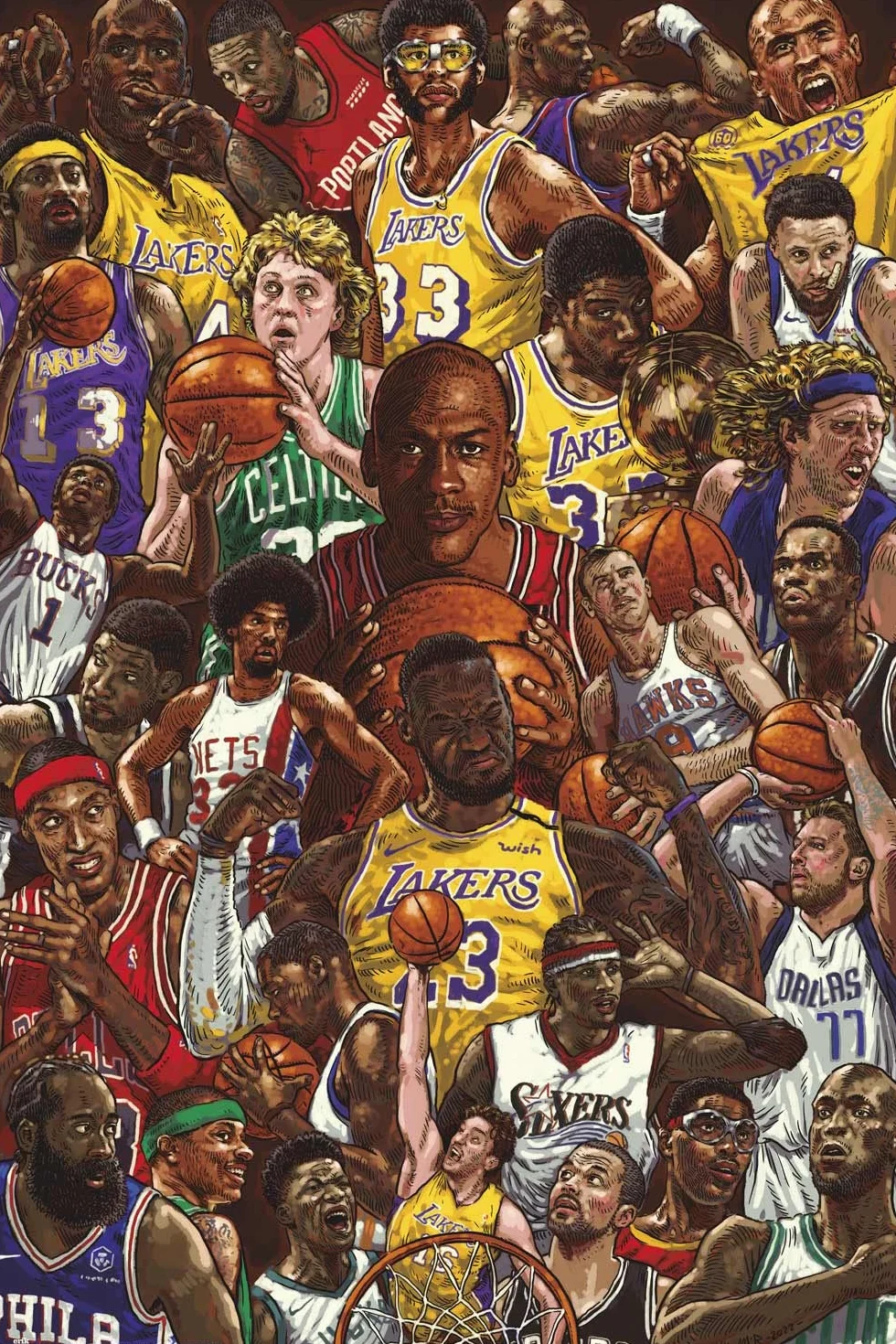 Grupo Erik Koszykówka Superstars plakat 36 x 24 cale 91,5 x 61 cm