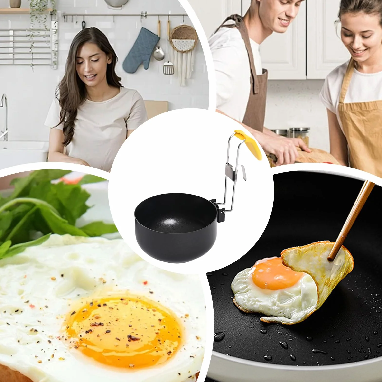 Egg Poachers, Foldable Eggs Cooker Cup, Nonstick Stainless Steel Folding, Heat Resistant Kitchen Accessory for Breakfast, Omelet, Lunch, Compact Cooking Tool, 8x10cm