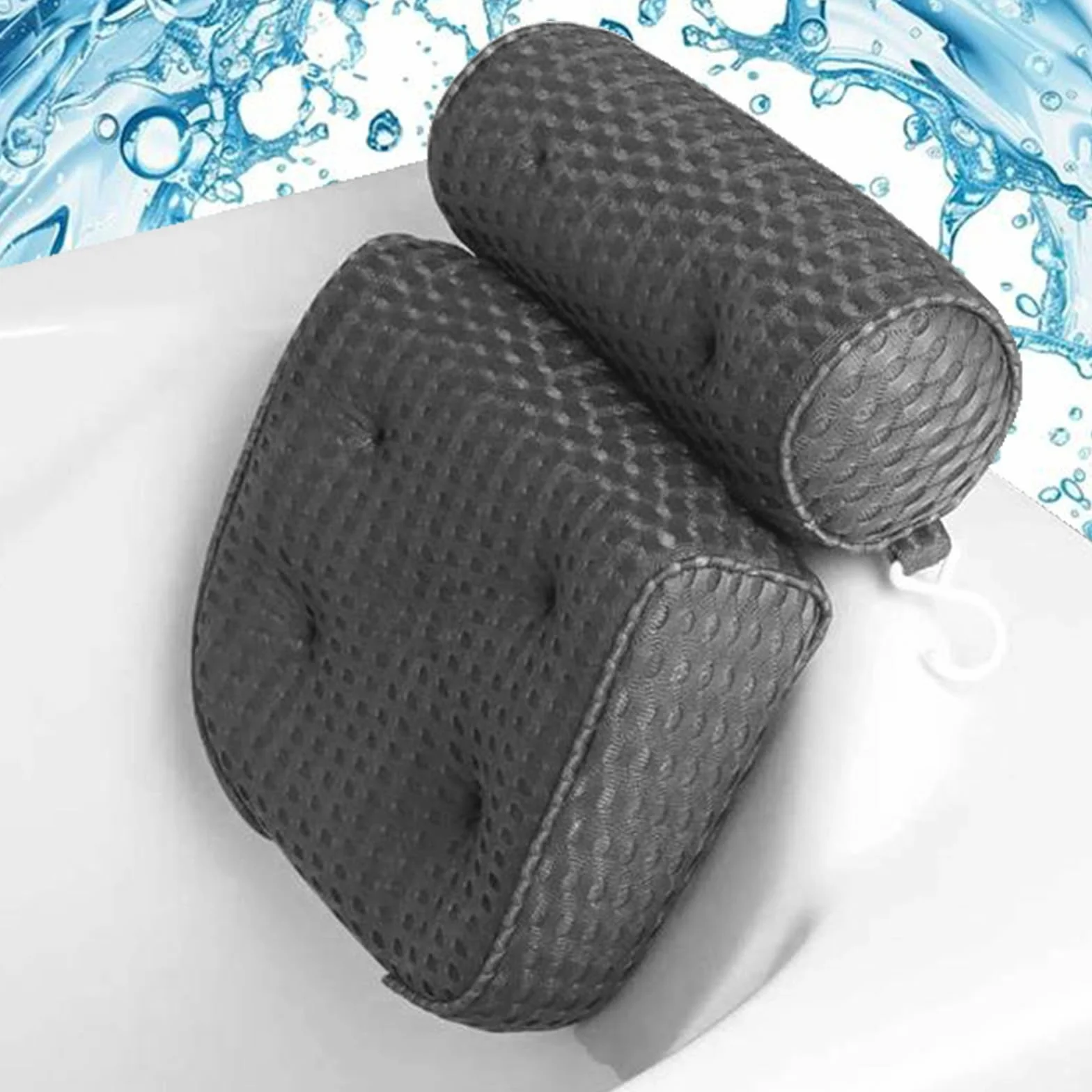 Poduszka łazienkowa, antypoślizgowa, luksusowa, na głowę / szyję, siatka powietrzna 4D i 6 przyssawek, miękka poduszka do wanny, prezent do spa, kwadratowa, niemiecka