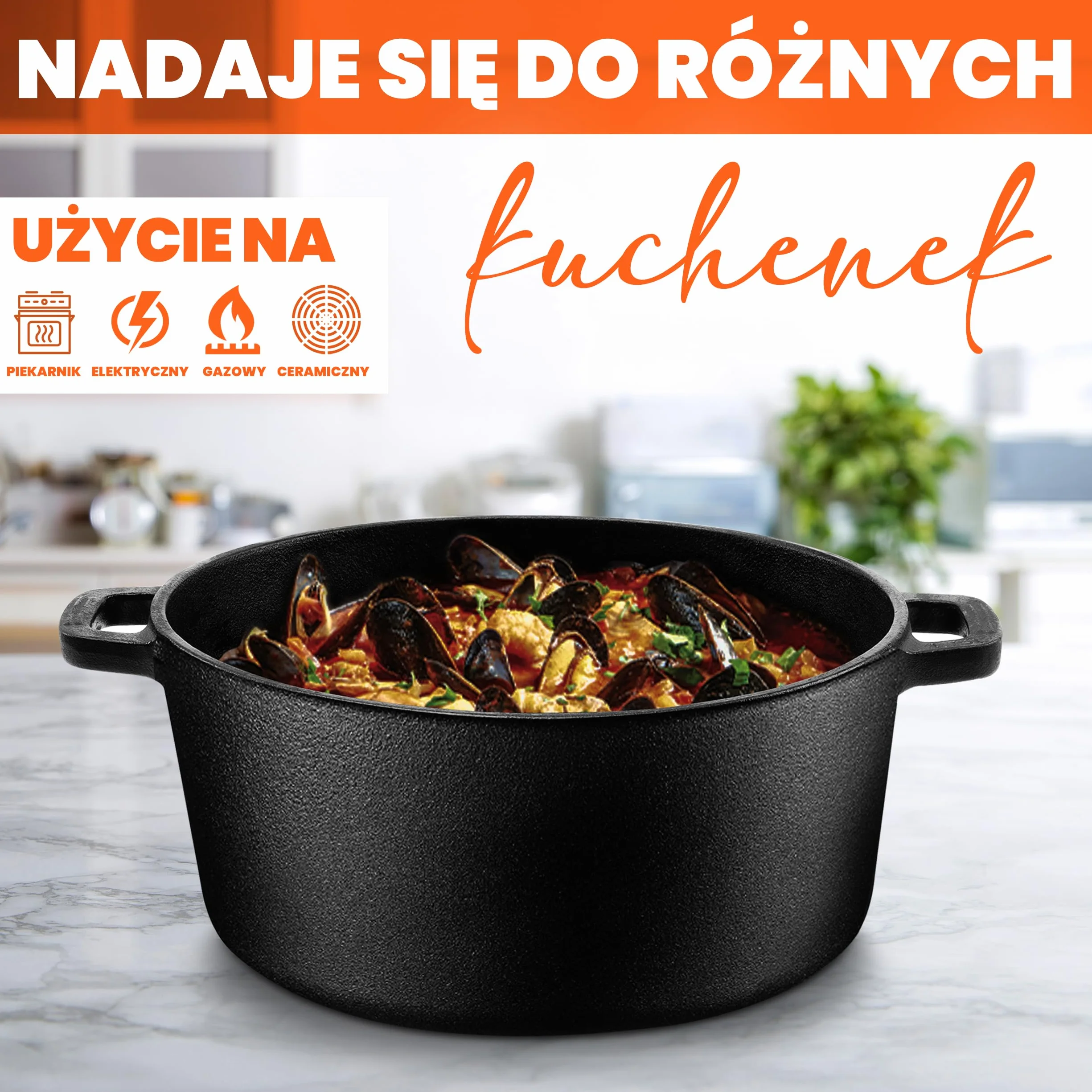 Kichly Żeliwny Garnek Holenderski 2 w 1 z Pokrywką do Grillowania i Gotowania