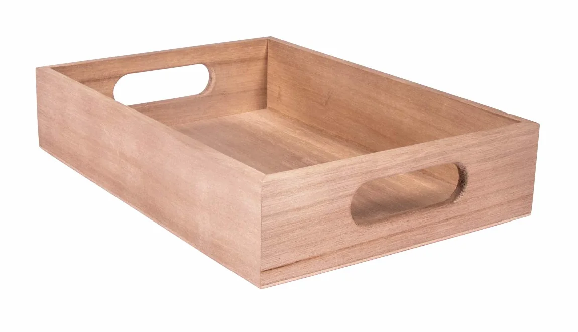 Rayher Drewniana taca 24 x 17 x 5 cm z uchwytami drewno topolowe FSC naturalna