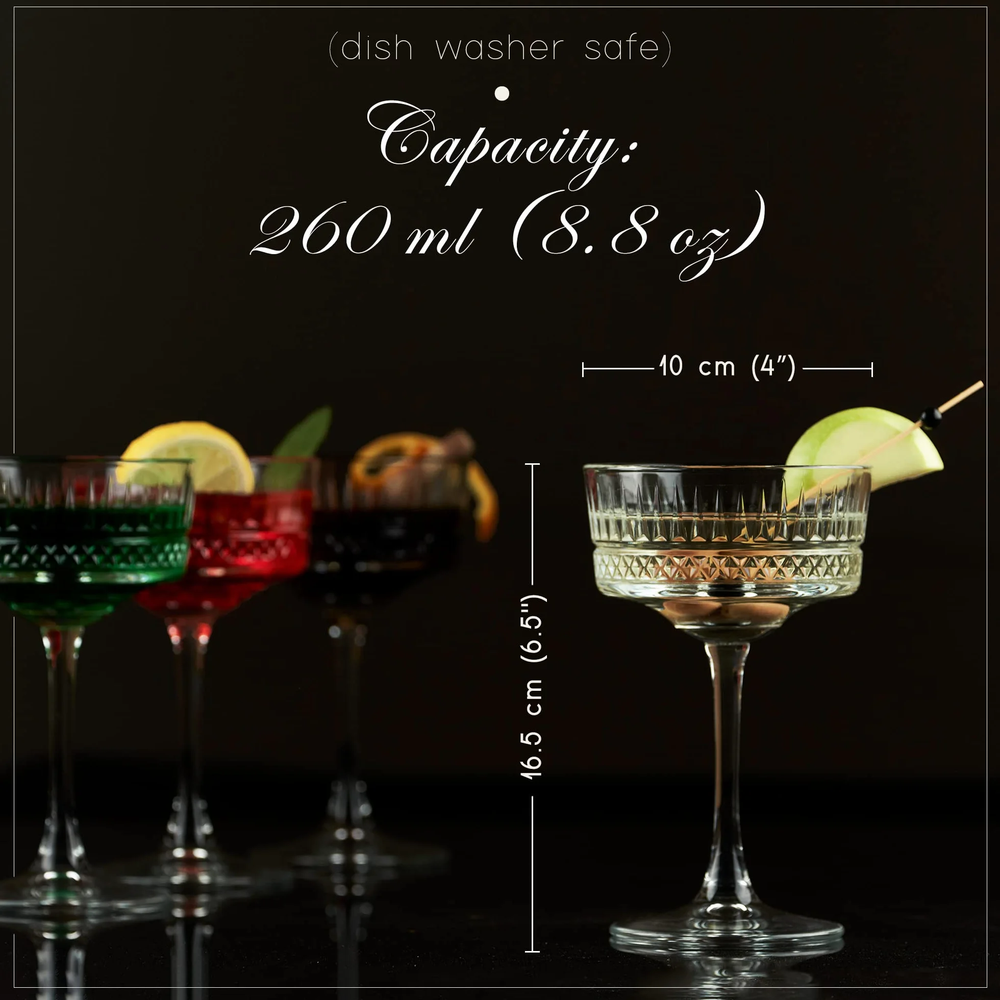 Vintage Coupe kieliszki do szampana, koktajlu, martini, kieliszki do wina, kieliszki do ginu i prosecco, wyroby szklane z długą łodygą (260 ml) (6 szt.)