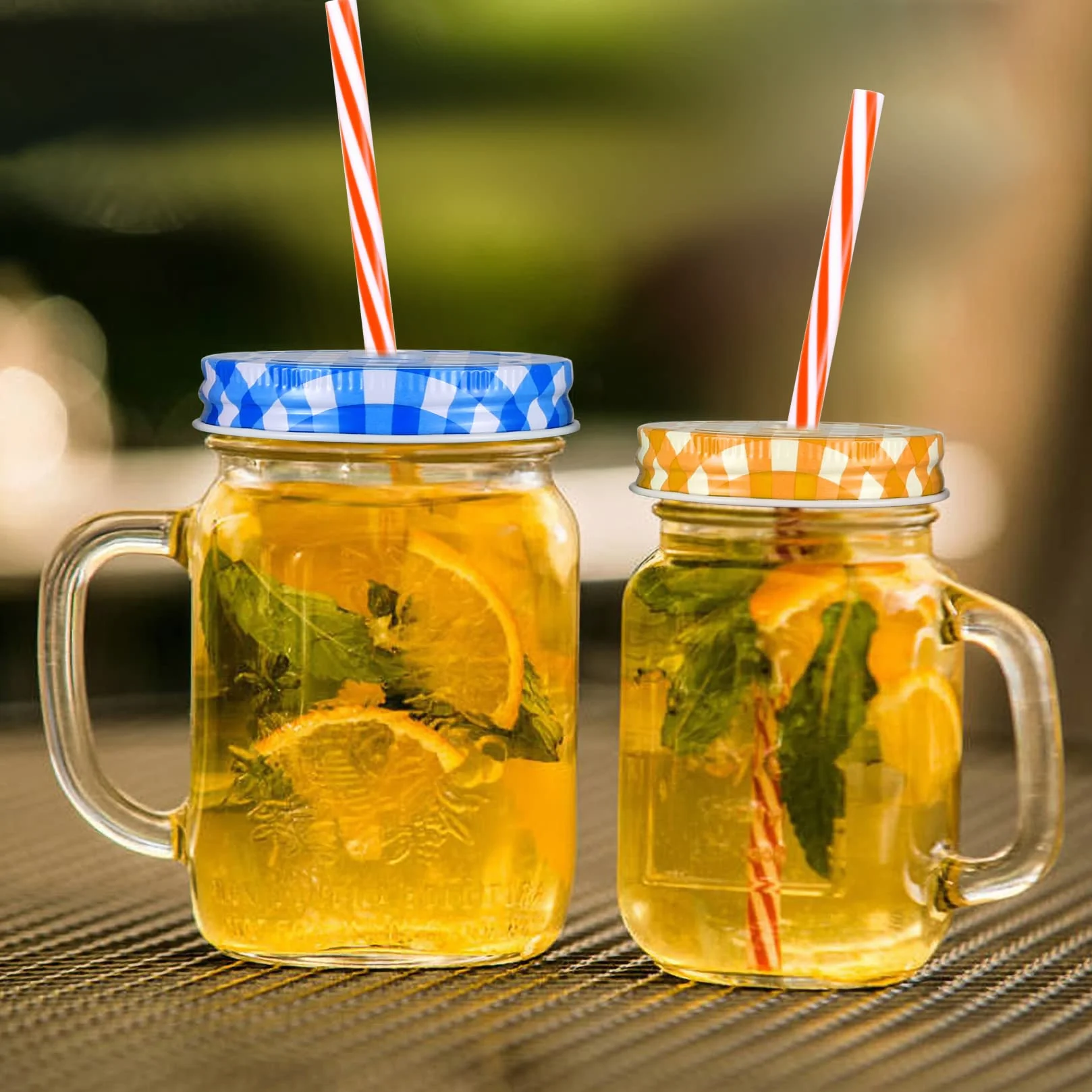 Metalowe pokrywki do słoików Mason Jar z 12 słomkami i szczotką
