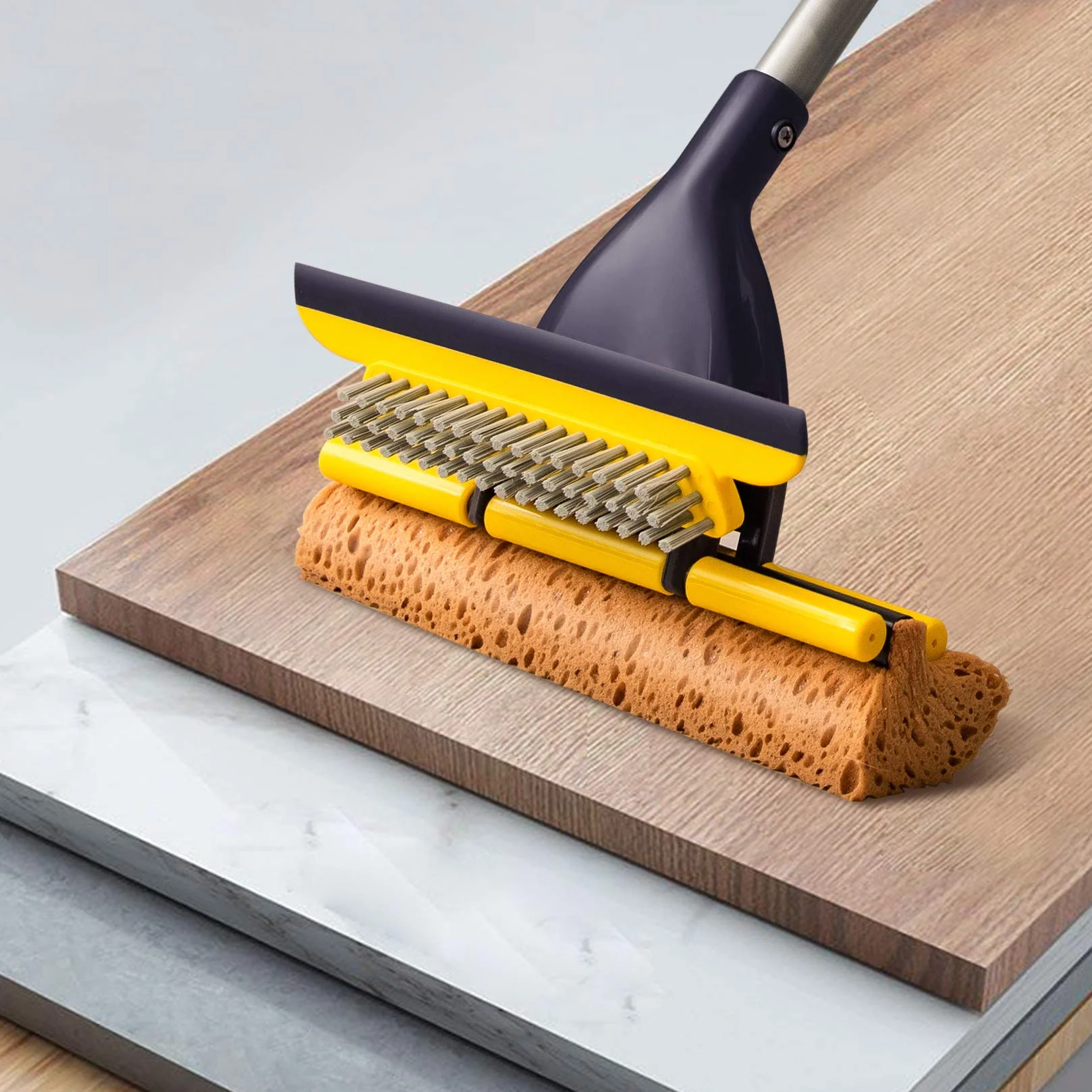 Yocada Mop gąbkowy 100-130 cm z raklą i wysuwanym teleskopowym uchwytem