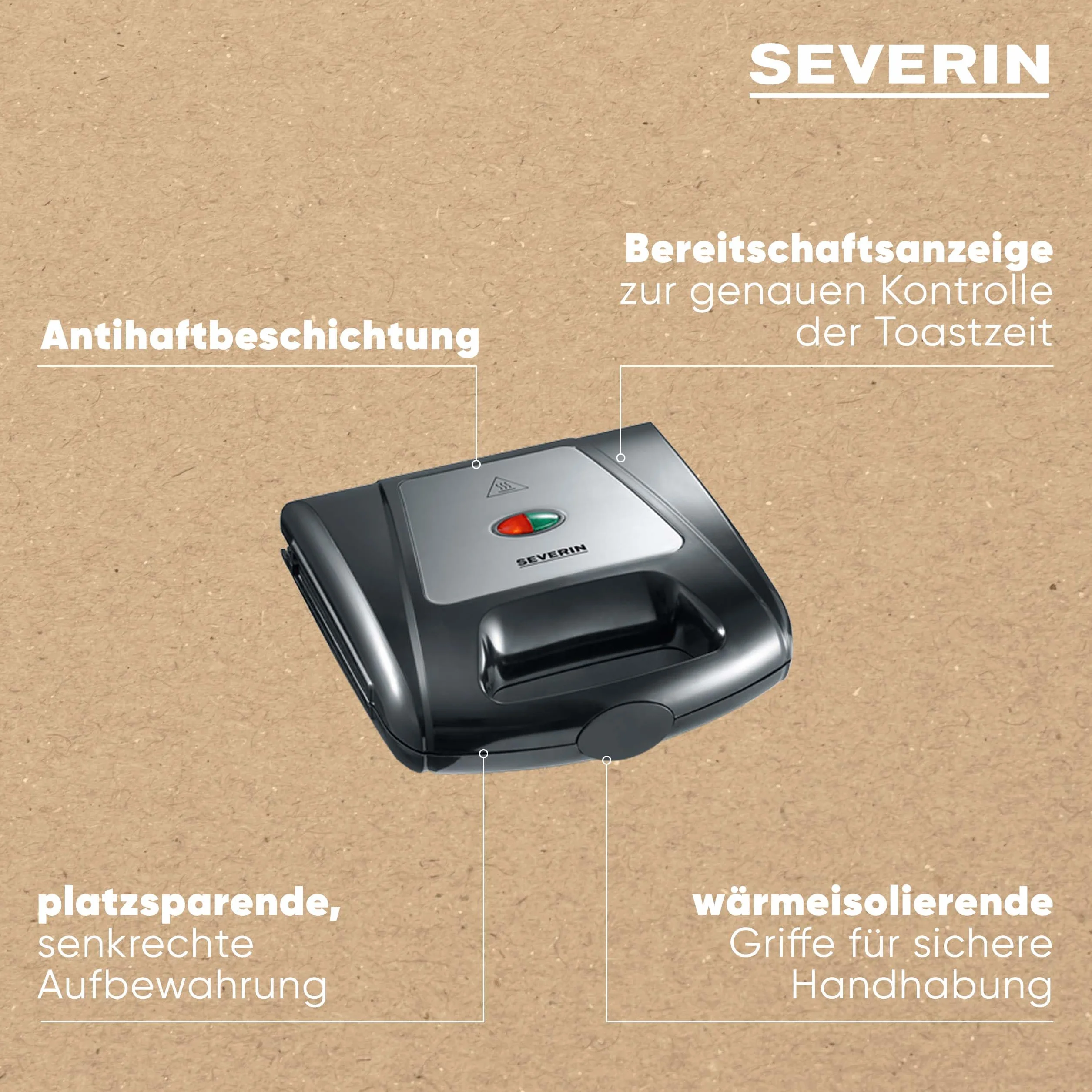 SEVERIN Sandwich-toster 3w1 opiekacz z wymiennymi płytami 1000 W stal nierdzewna SA 2968