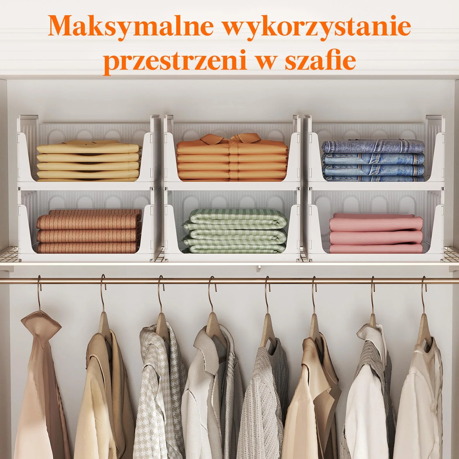 Lifewit 5 Sztuk Organizer do Szafy, Pojemniki na Ubrania, Które Można Ustawiać Jeden na Drugim, Pudełka do Przechowywania Przedmiotów w Kuchni, Łazience i Sypialni, Białe