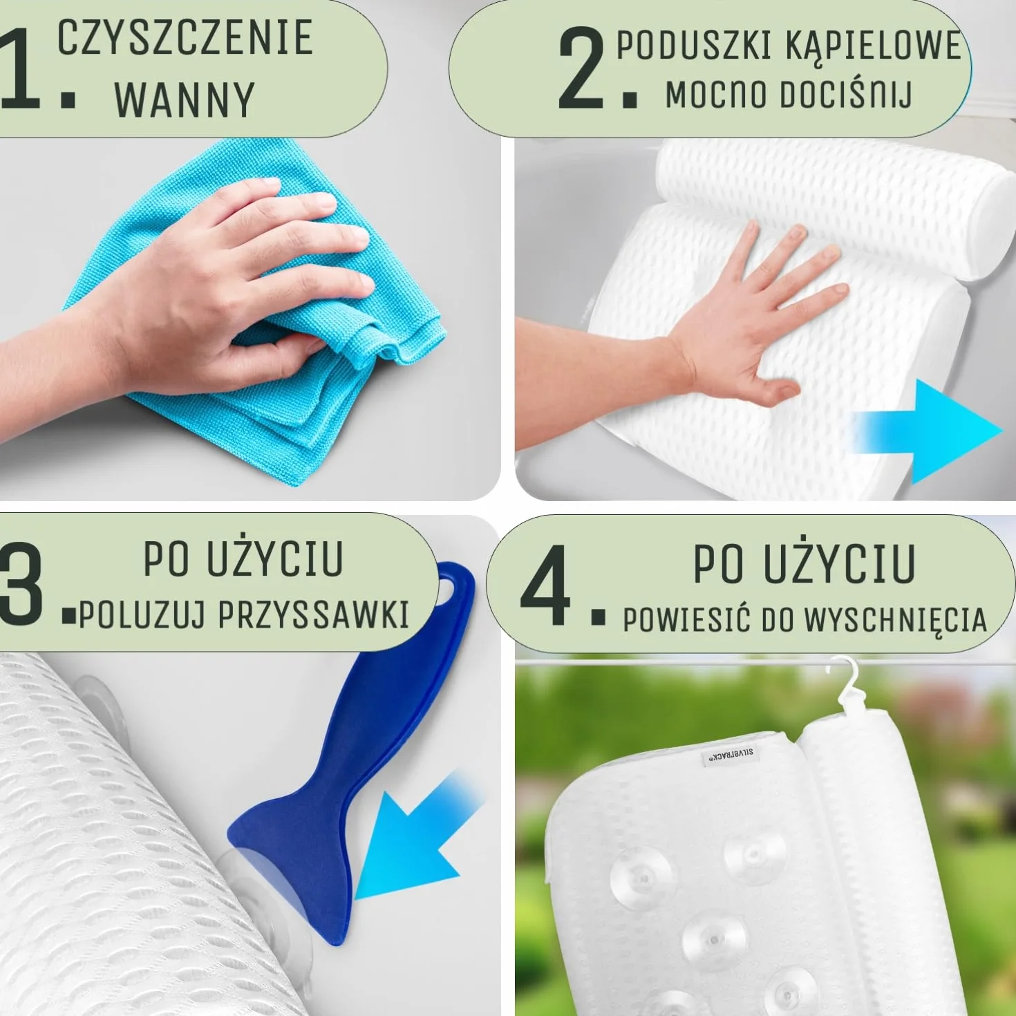 SilverRack Poduszka do wanny biała 4D z przyssawkami ergonomiczna