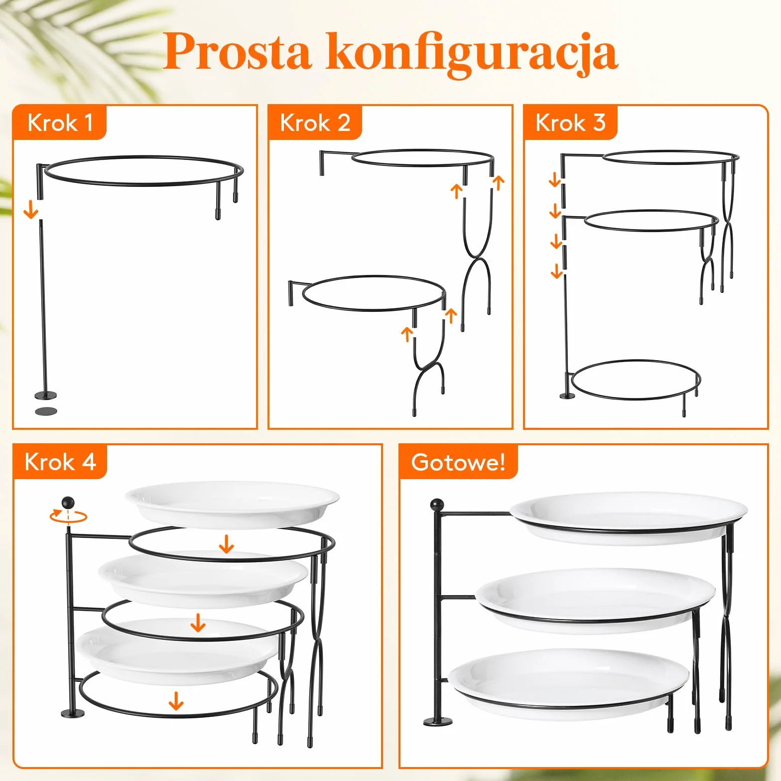 Lifewit 3-Poziomowa Taca Okrągła Wielokrotnego Użytku ze Stojakiem na Przekąski Czarna