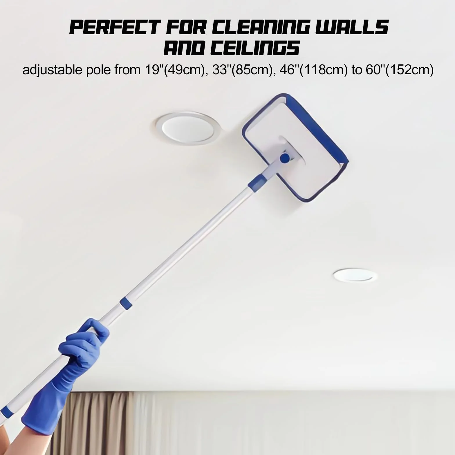 Myjka do płytek z aluminiową rączką 152 cm, urządzenie do czyszczenia ścian, mop do okien teleskopowy, zestaw 6