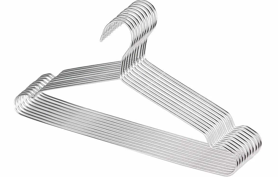 Puersit 50 sztuk metalowych wieszaków na ubrania, 42 cm, ze stali nierdzewnej, oszczędność miejsca, obciążenia, ciężkie ubrania, antypoślizgowe, z wcięciami, wytrzymałe (50)