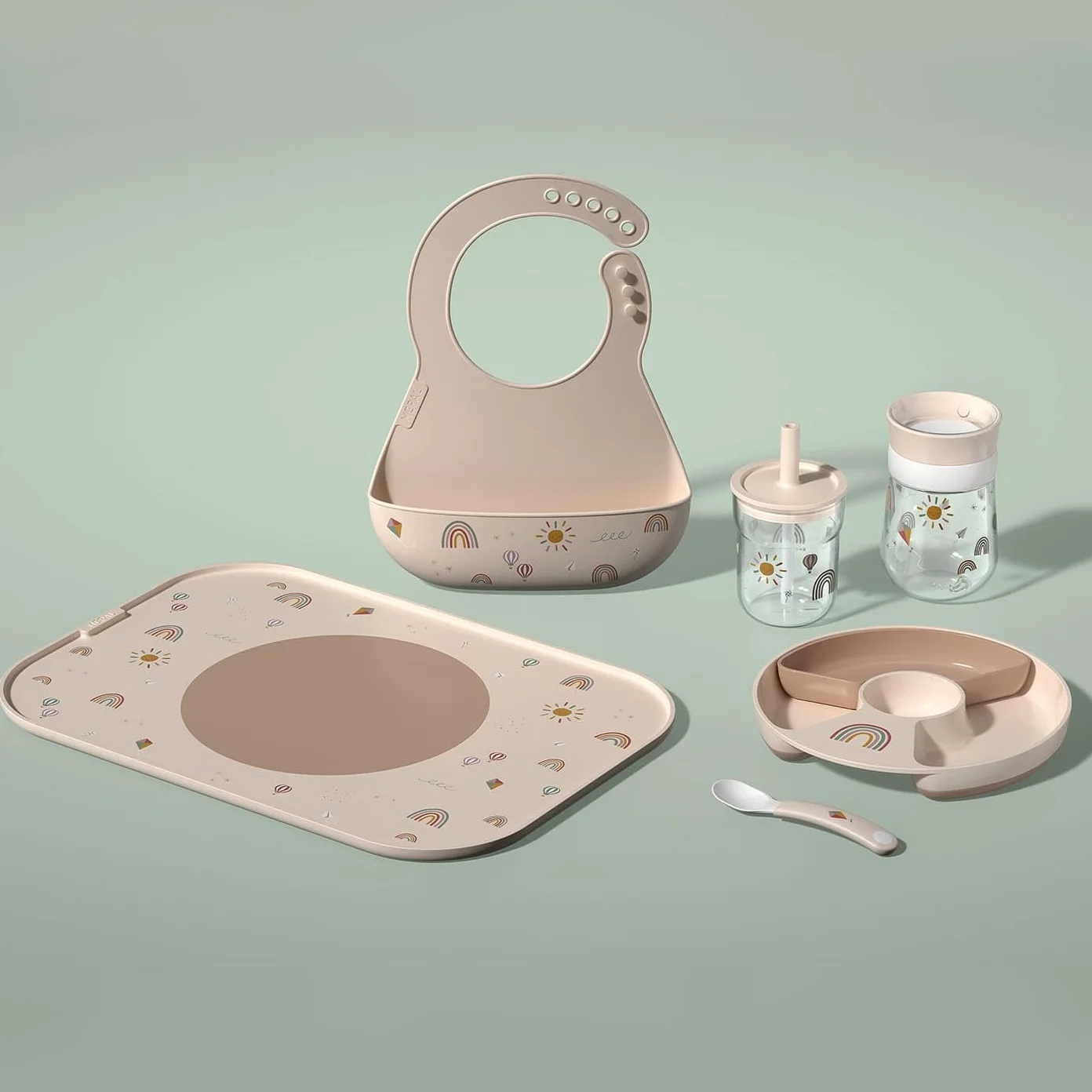 Mepal 6-Częściowy Zestaw Naczyń Stołowych dla Dzieci Mio Little Dutch, Szklanka, Talerz, Miska, Sztućce, Zmywarka, Fairy Garden